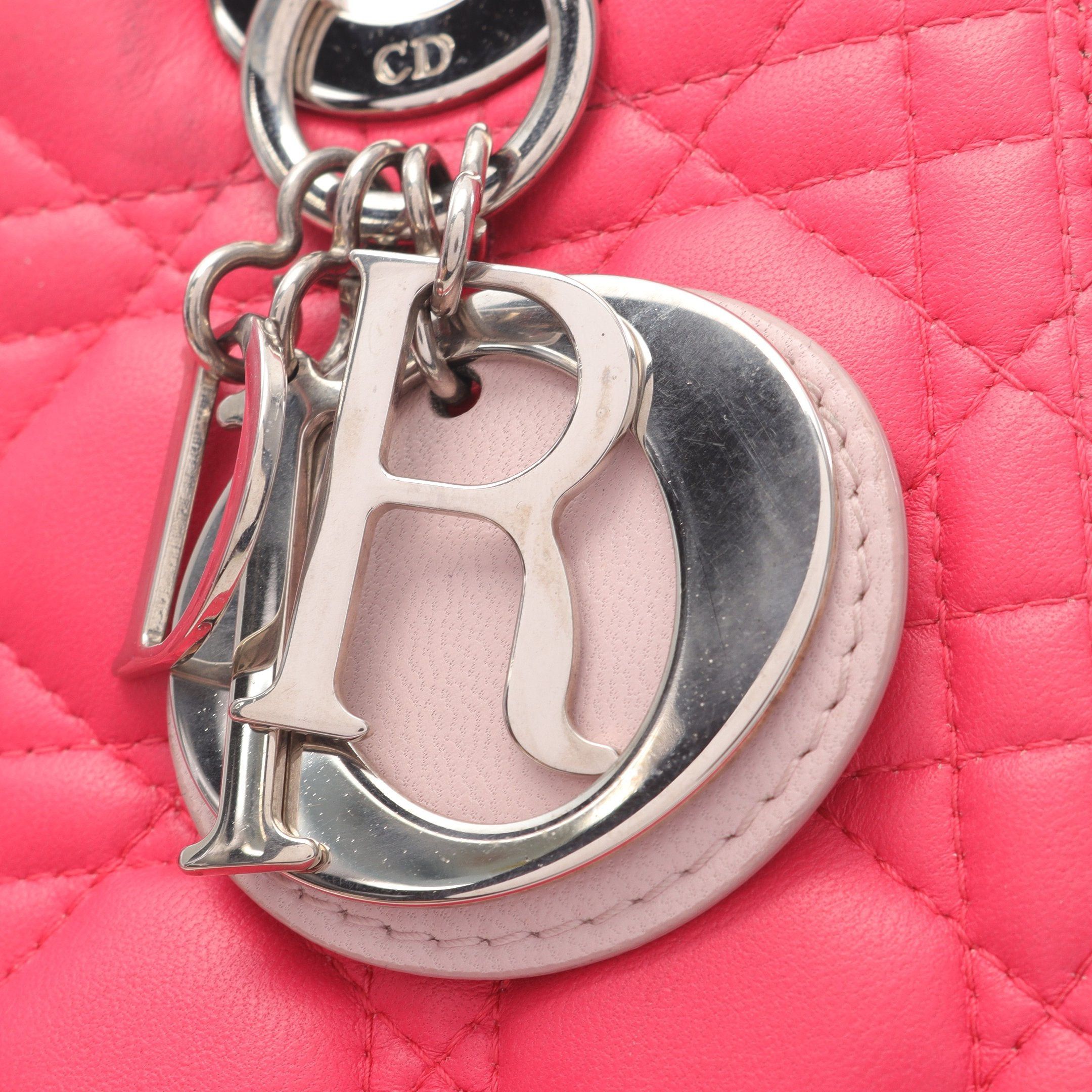 Dior Dior Lady Dior Canage Handbag Leather Pink Light Gray Size ONE SIZE - 7 Thumbnail
