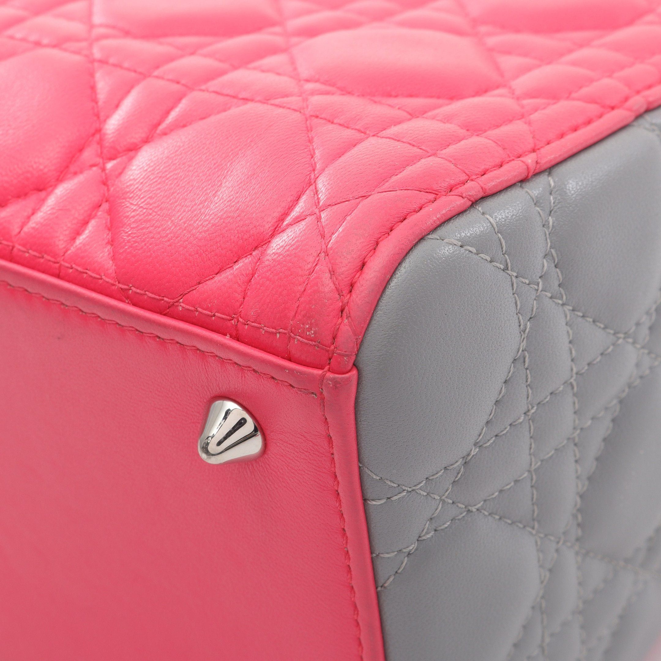 Dior Dior Lady Dior Canage Handbag Leather Pink Light Gray Size ONE SIZE - 9 Thumbnail