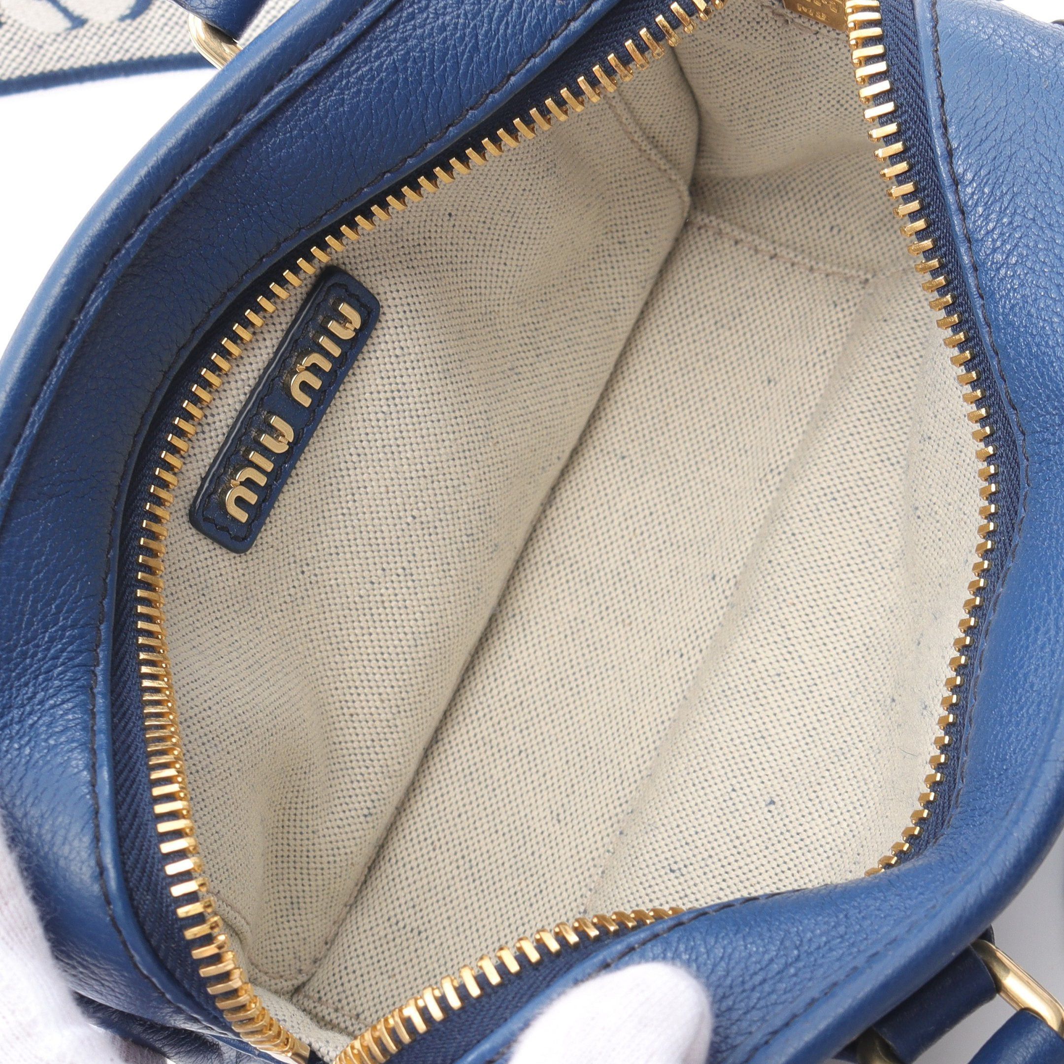 Miu Miu Miu Miu Soft Handbag Leather Dark Blue Size ONE SIZE - 3 Thumbnail