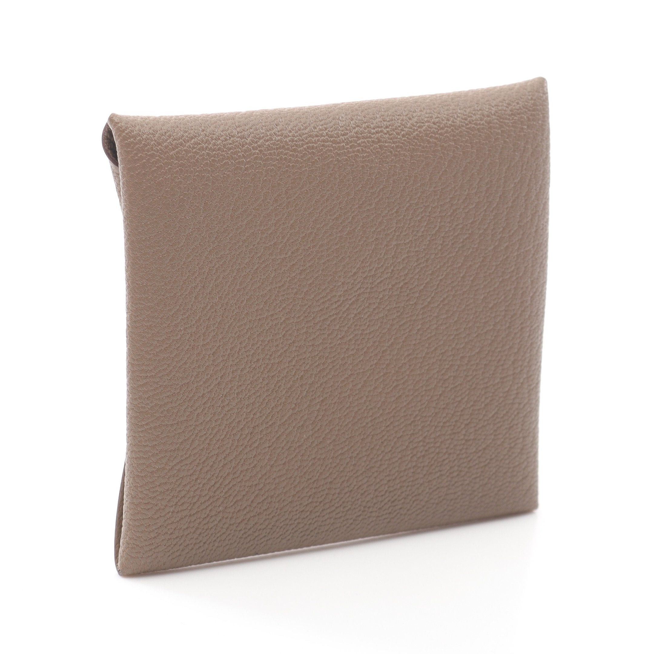 Hermes Hermes Bastia Etoupe Coin Purse Chevre Gray Brown Silver Hardware Double Engraved Size ONE SIZE - 2 Thumbnail