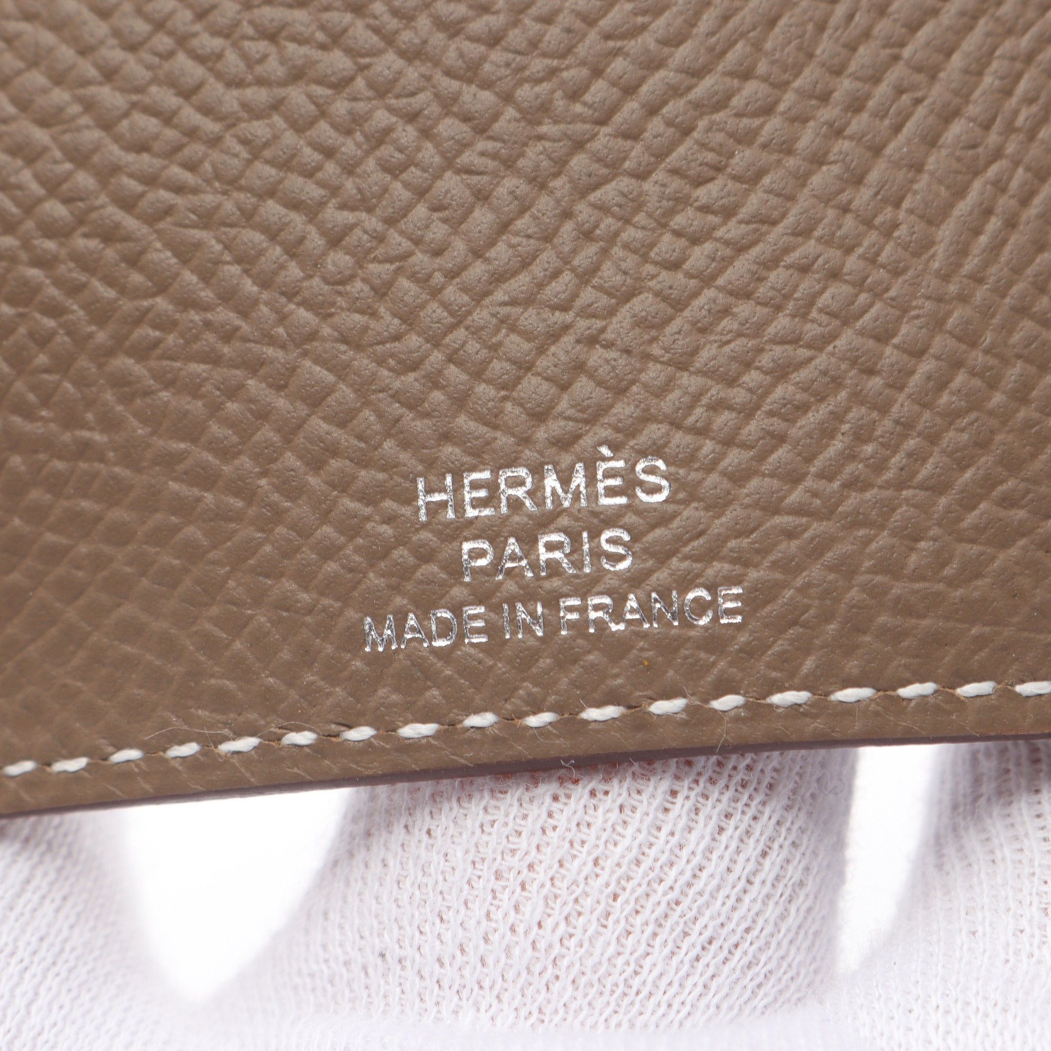 Hermes Hermes Bearn Etoupe Key Case Veau Epsom Gray Brown Silver Hardware 4 Ring Chain Double Engraved Size ONE SIZE - 4 Thumbnail