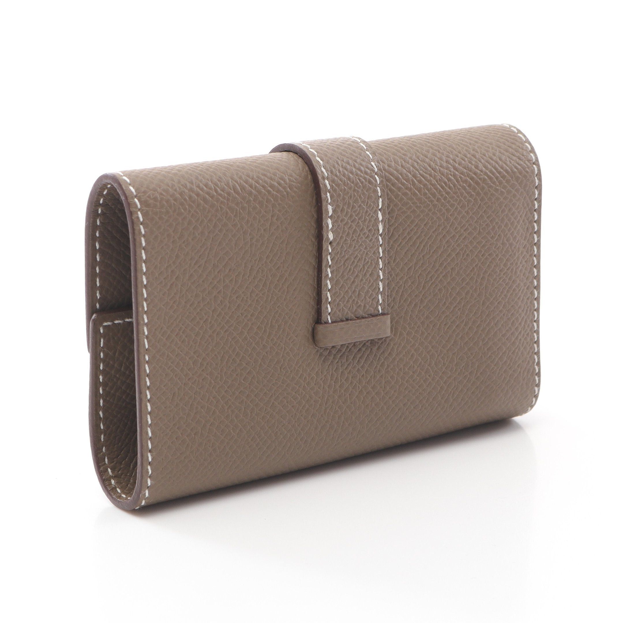 Hermes Hermes Bearn Etoupe Key Case Veau Epsom Gray Brown Silver Hardware 4 Ring Chain Double Engraved Size ONE SIZE - 2 Thumbnail