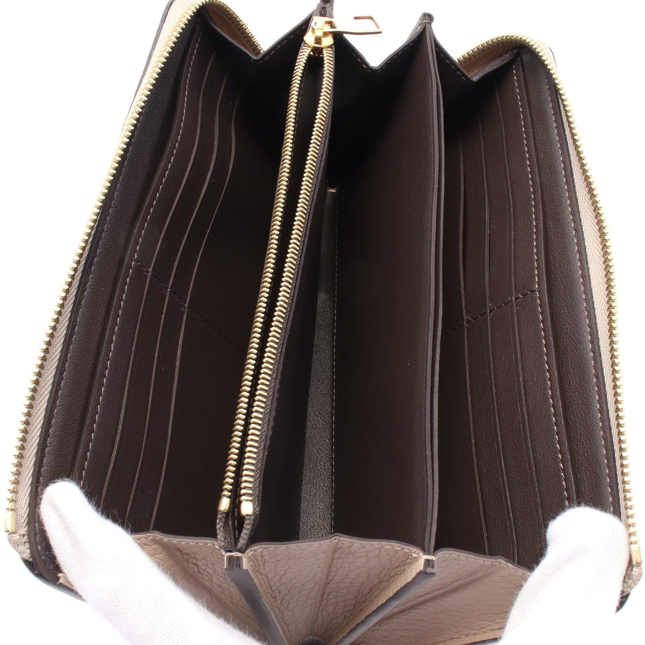 Louis Vuitton Louis Vuitton Portefeuil Comet Carré L-Shaped Zipper Long Wallet Taurillon Leather Gray Beige Size ONE SIZE - 3 Thumbnail