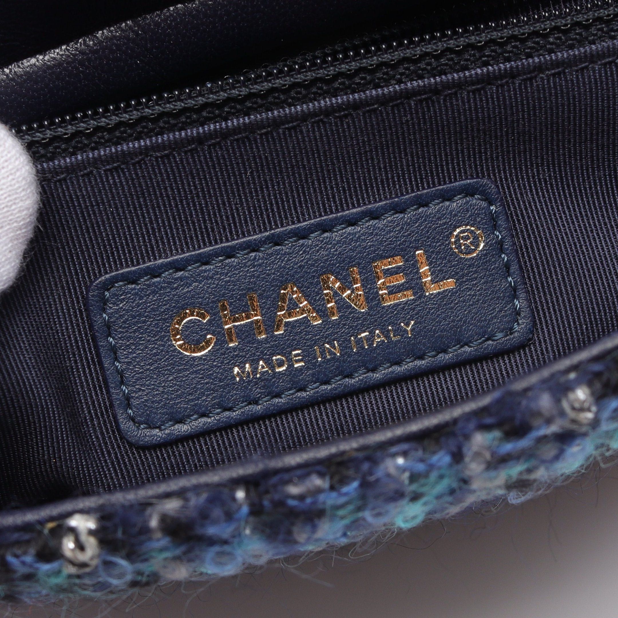 Chanel Chanel Double Flap Tweed Chain Shoulder Bag Fabric Leather Navy Multicolor Gold Hardware Size ONE SIZE - 6 Thumbnail