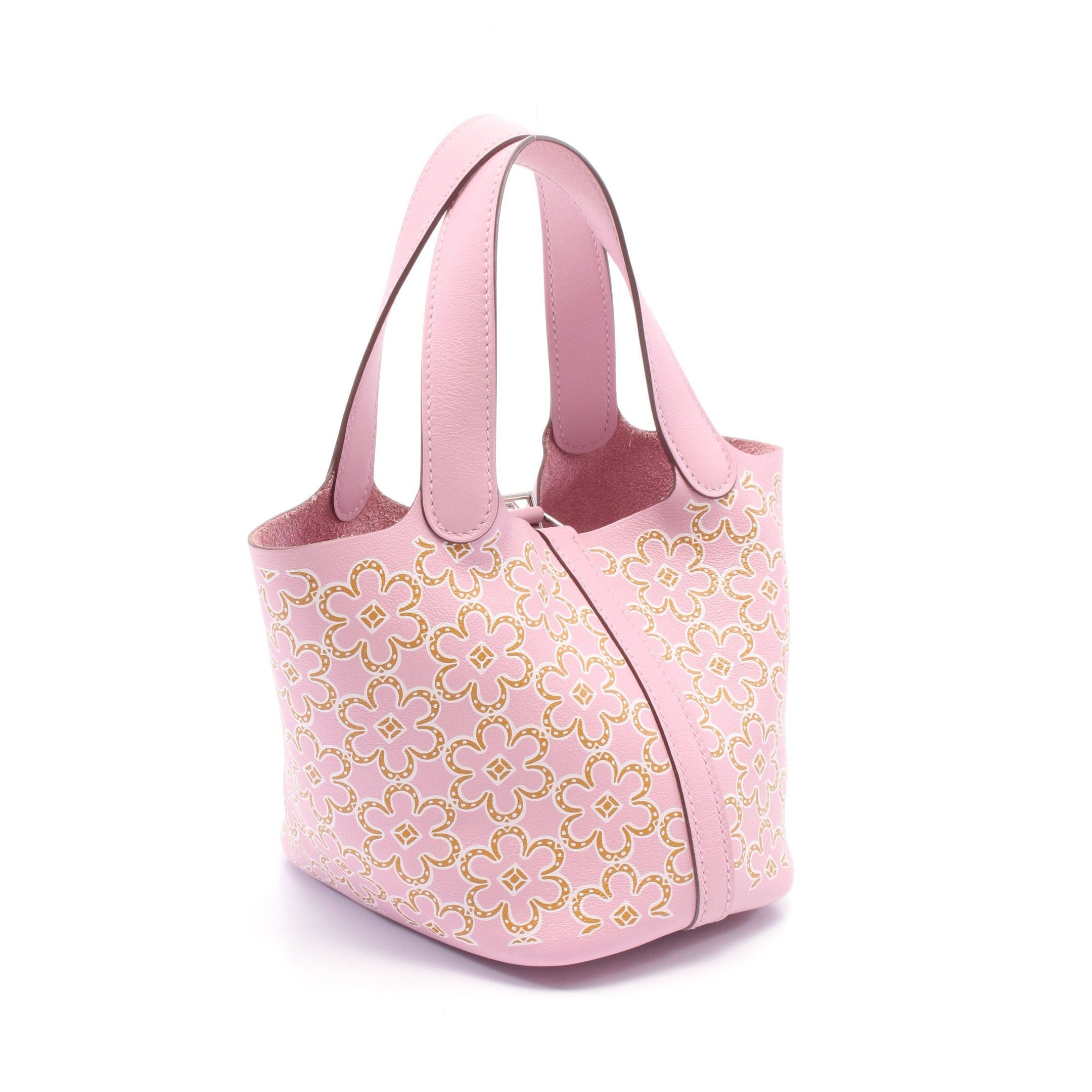 Hermes Hermes Picotan Lock Micro Lucky Daisy Mauve Sylvestre Handbag Leather Pink Light Brown White Silver Hardware U Stamp Size ONE SIZE - 2 Thumbnail