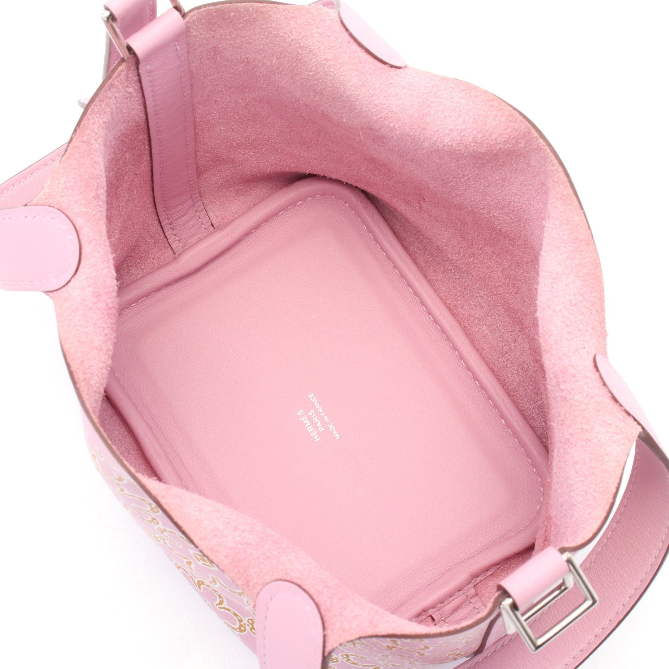 Hermes Hermes Picotan Lock Micro Lucky Daisy Mauve Sylvestre Handbag Leather Pink Light Brown White Silver Hardware U Stamp Size ONE SIZE - 3 Thumbnail