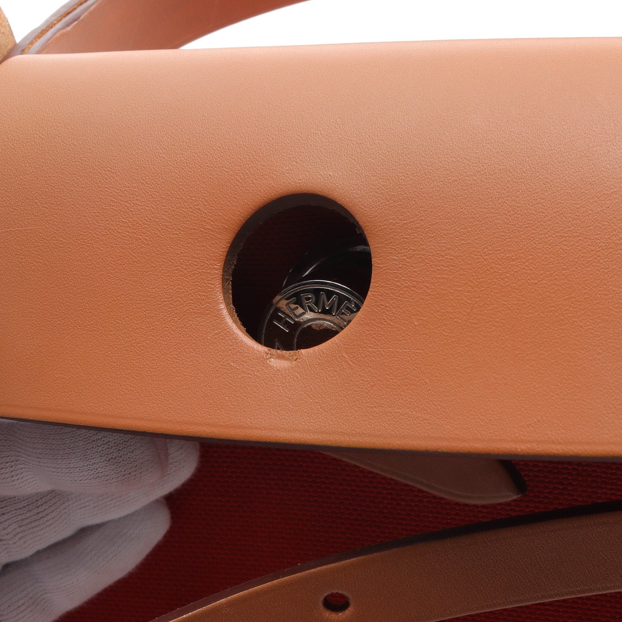 Hermes Hermes Herbag Zip Pm Capucines Handbag Vache Hunter Toile Military Orange Red Light Brown Silver Hardware A Stamp Size ONE SIZE - 12 Thumbnail