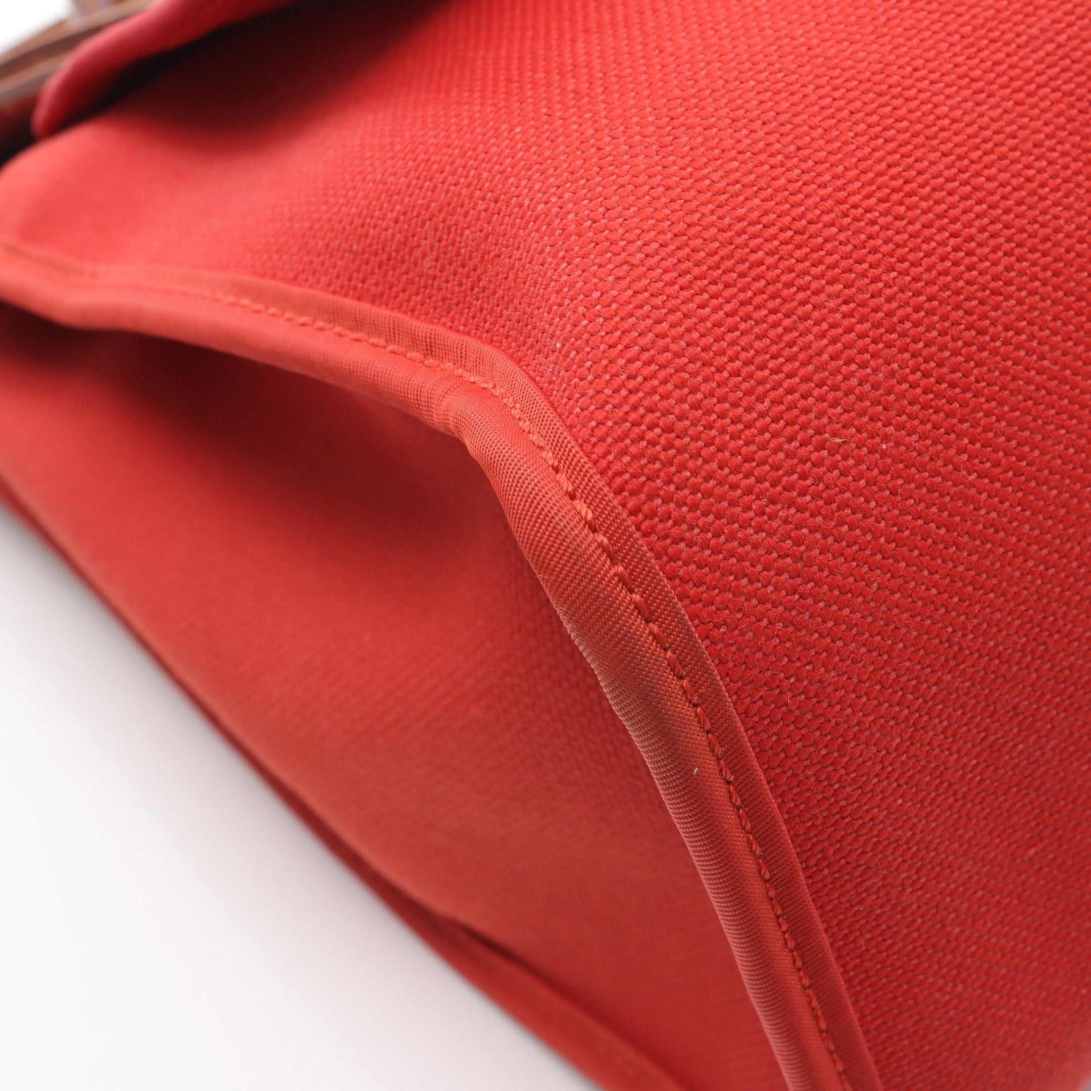 Hermes Hermes Herbag Zip Pm Capucines Handbag Vache Hunter Toile Military Orange Red Light Brown Silver Hardware A Stamp Size ONE SIZE - 6 Thumbnail