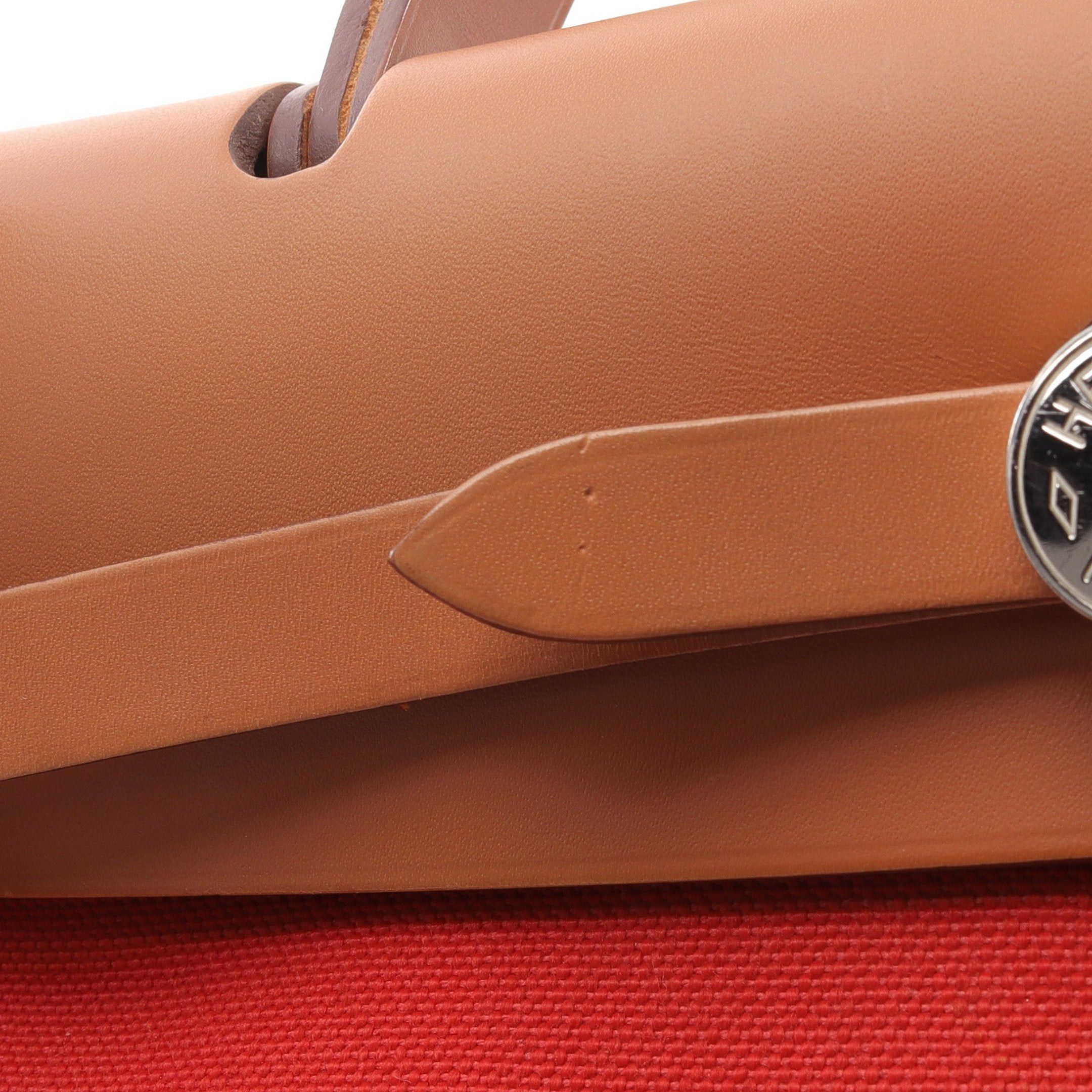 Hermes Hermes Herbag Zip Pm Capucines Handbag Vache Hunter Toile Military Orange Red Light Brown Silver Hardware A Stamp Size ONE SIZE - 9 Thumbnail
