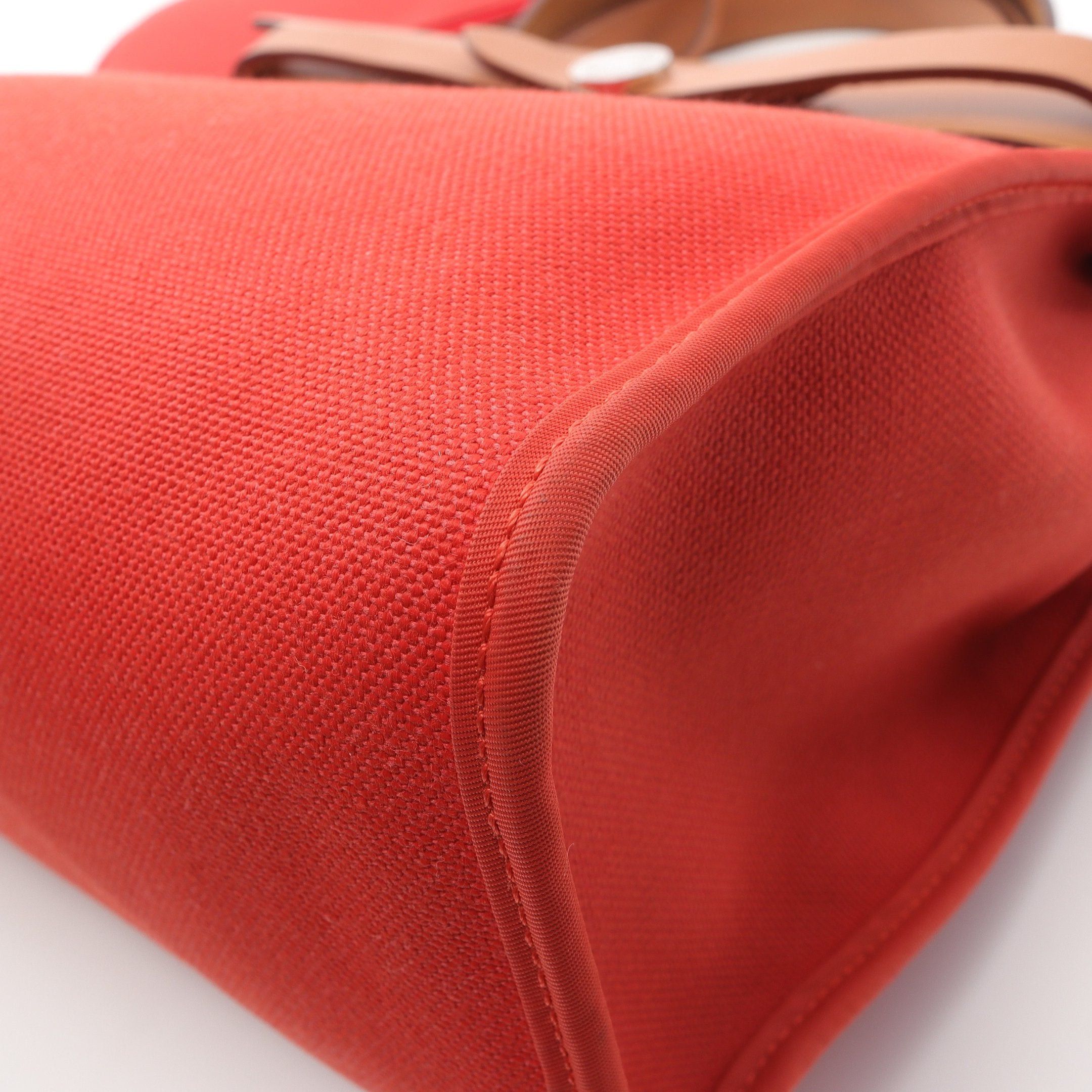 Hermes Hermes Herbag Zip Pm Capucines Handbag Vache Hunter Toile Military Orange Red Light Brown Silver Hardware A Stamp Size ONE SIZE - 7 Thumbnail