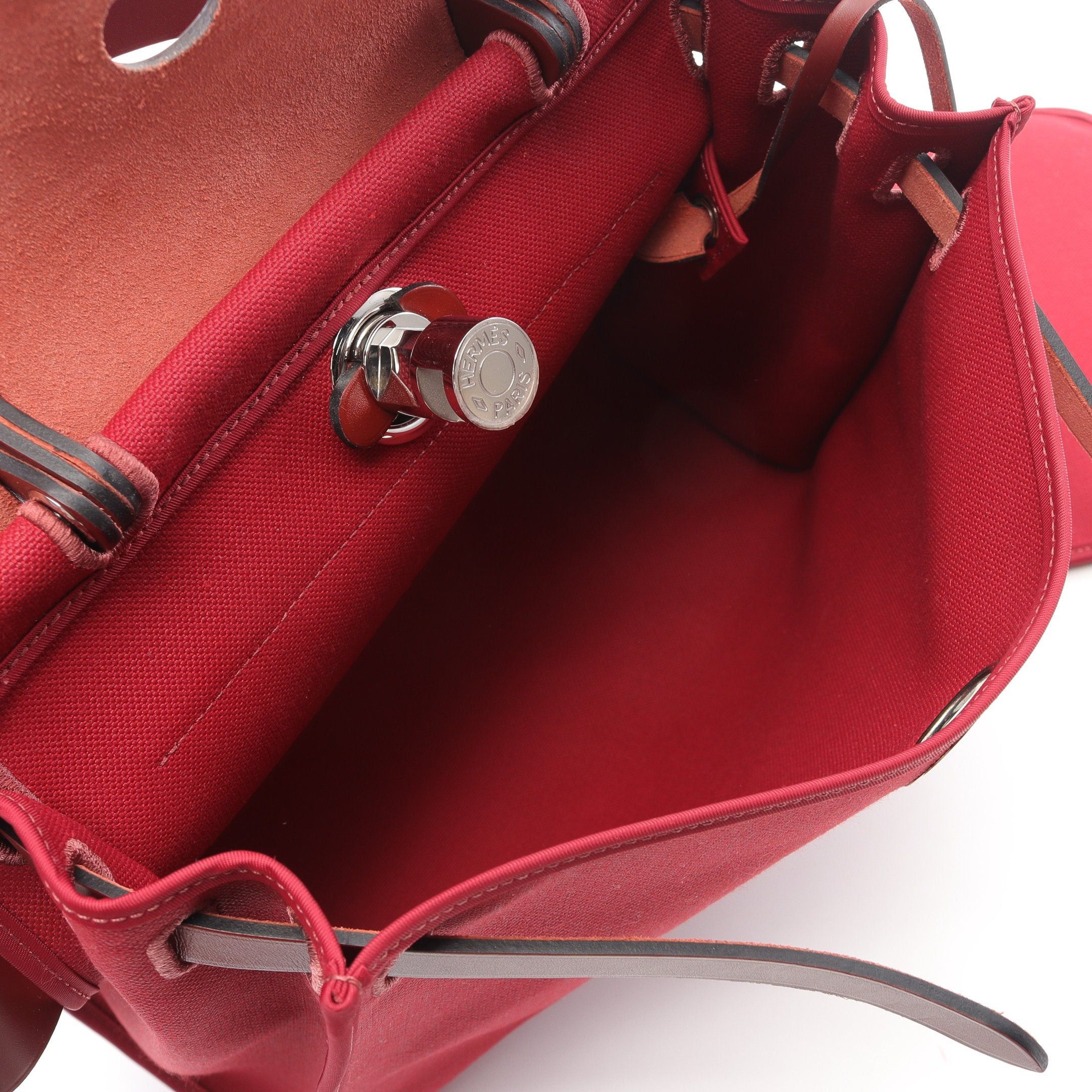 Hermes Hermes Herbag Zip Pm Rouge Ash Casac Handbag Vache Hunter Toile Military Bordeaux Silver Hardware C Engraved Size ONE SIZE - 3 Thumbnail