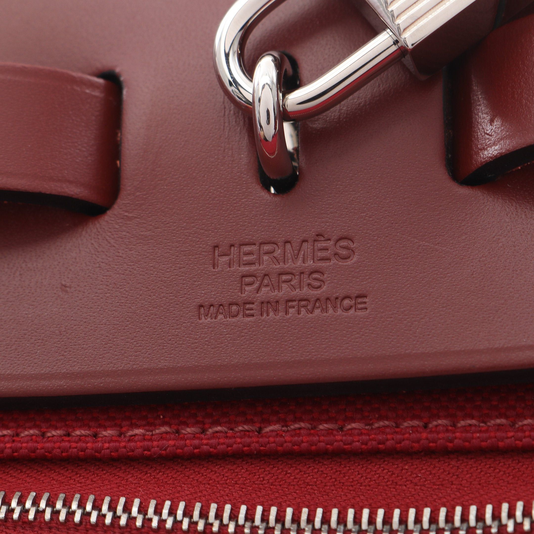 Hermes Hermes Herbag Zip Pm Rouge Ash Casac Handbag Vache Hunter Toile Military Bordeaux Silver Hardware C Engraved Size ONE SIZE - 4 Thumbnail