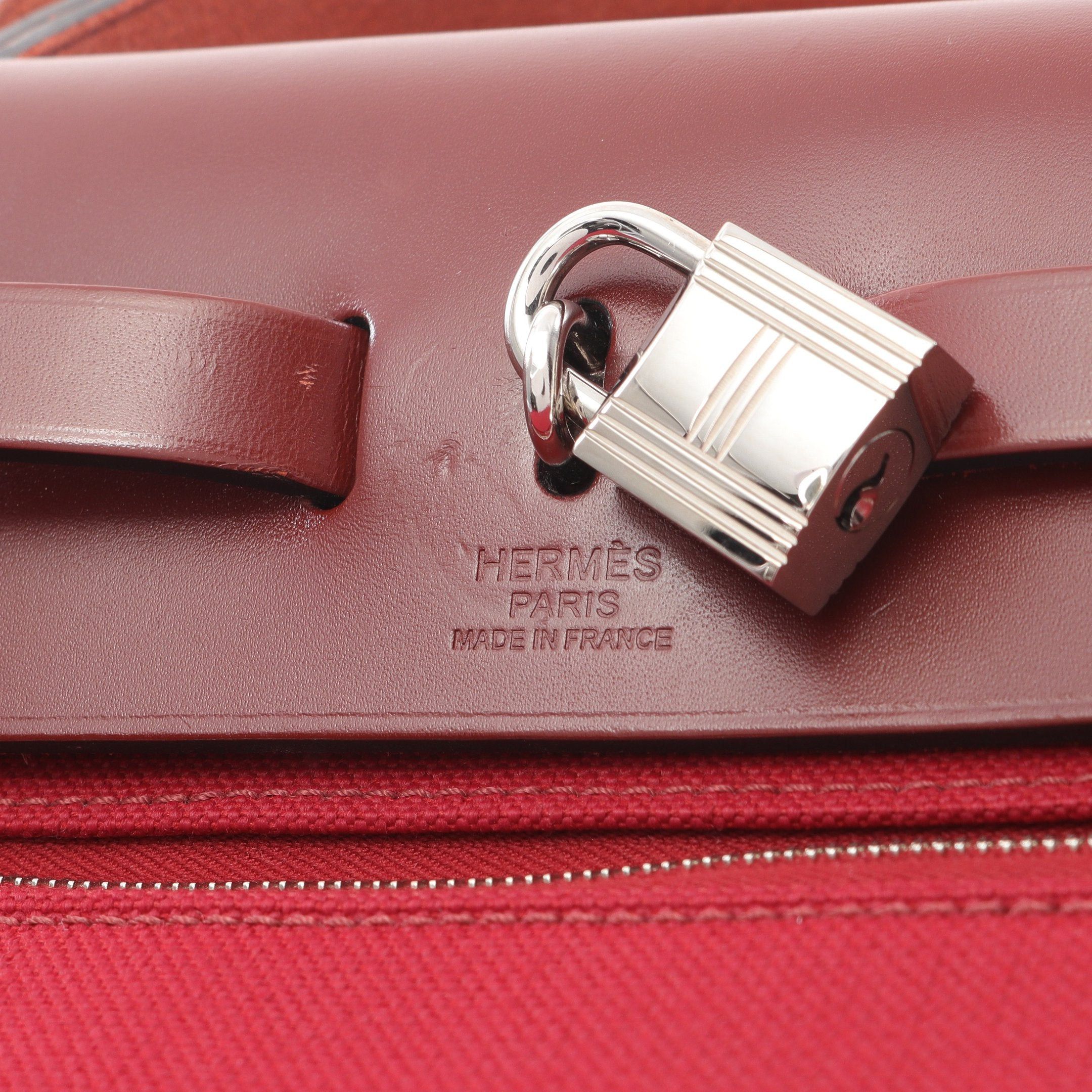 Hermes Hermes Herbag Zip Pm Rouge Ash Casac Handbag Vache Hunter Toile Military Bordeaux Silver Hardware A Stamp Size ONE SIZE - 4 Thumbnail