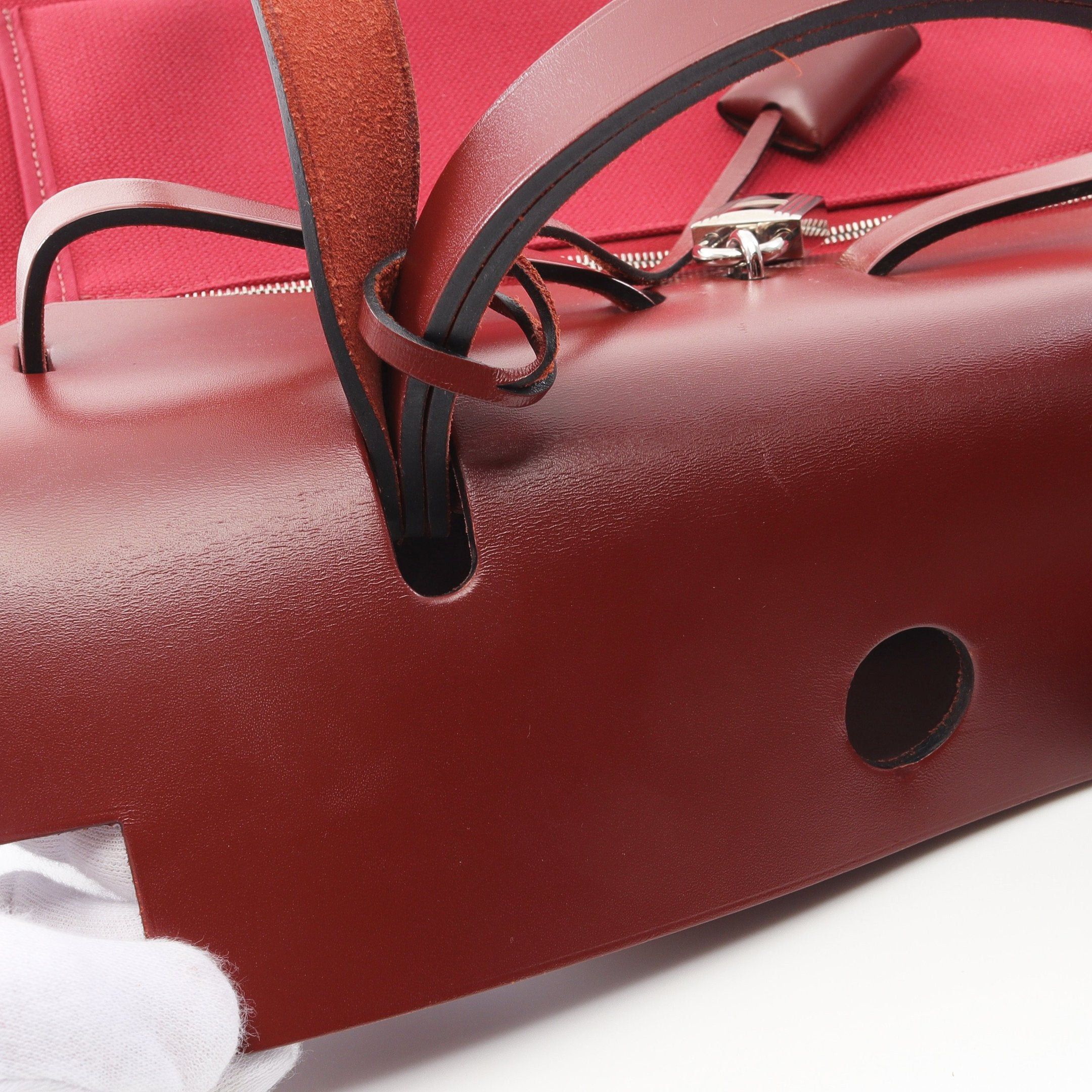 Hermes Hermes Herbag Zip Pm Rouge Ash Casac Handbag Vache Hunter Toile Military Bordeaux Silver Hardware A Stamp Size ONE SIZE - 10 Thumbnail