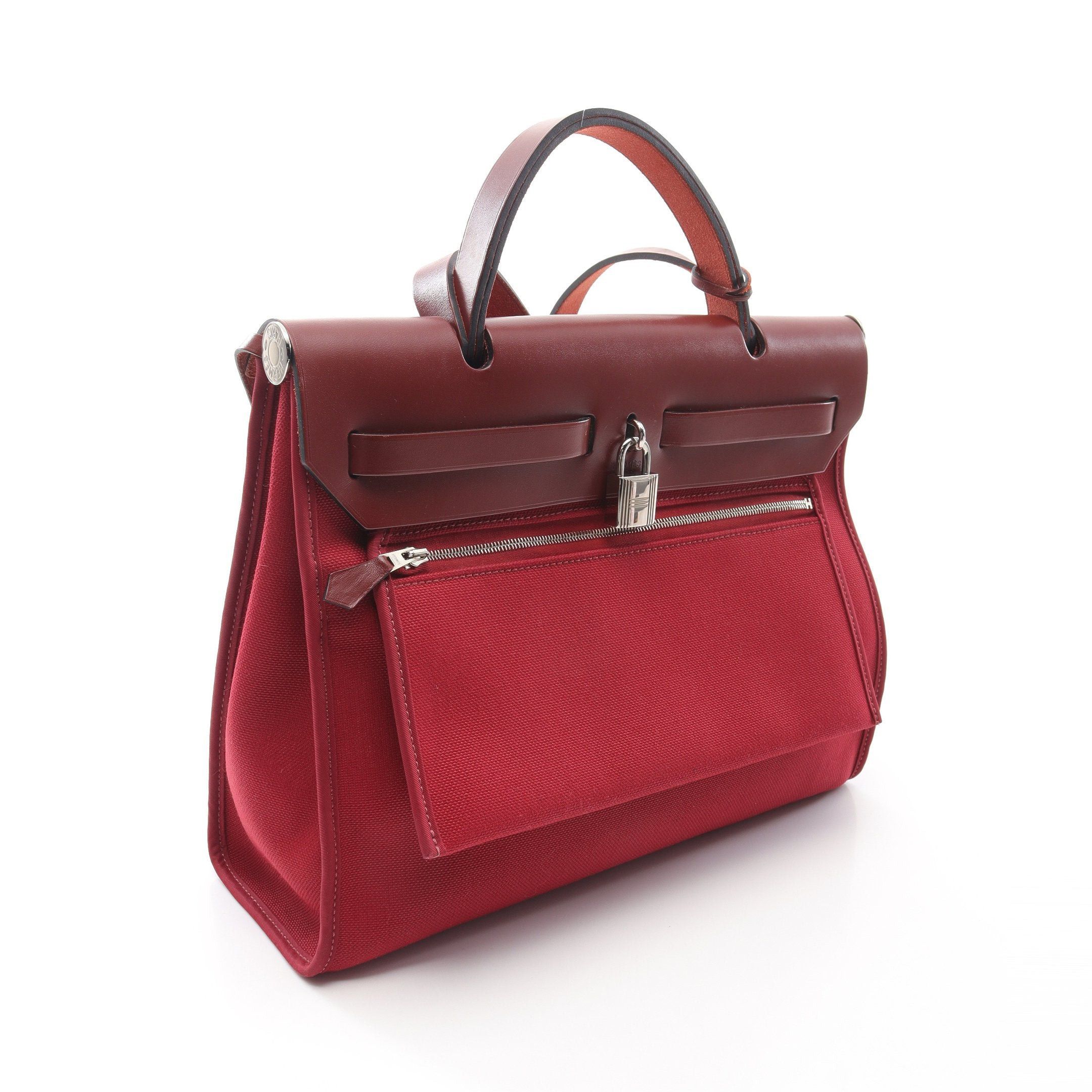 Hermes Hermes Herbag Zip Pm Rouge Ash Casac Handbag Vache Hunter Toile Military Bordeaux Silver Hardware A Stamp Size ONE SIZE - 2 Thumbnail