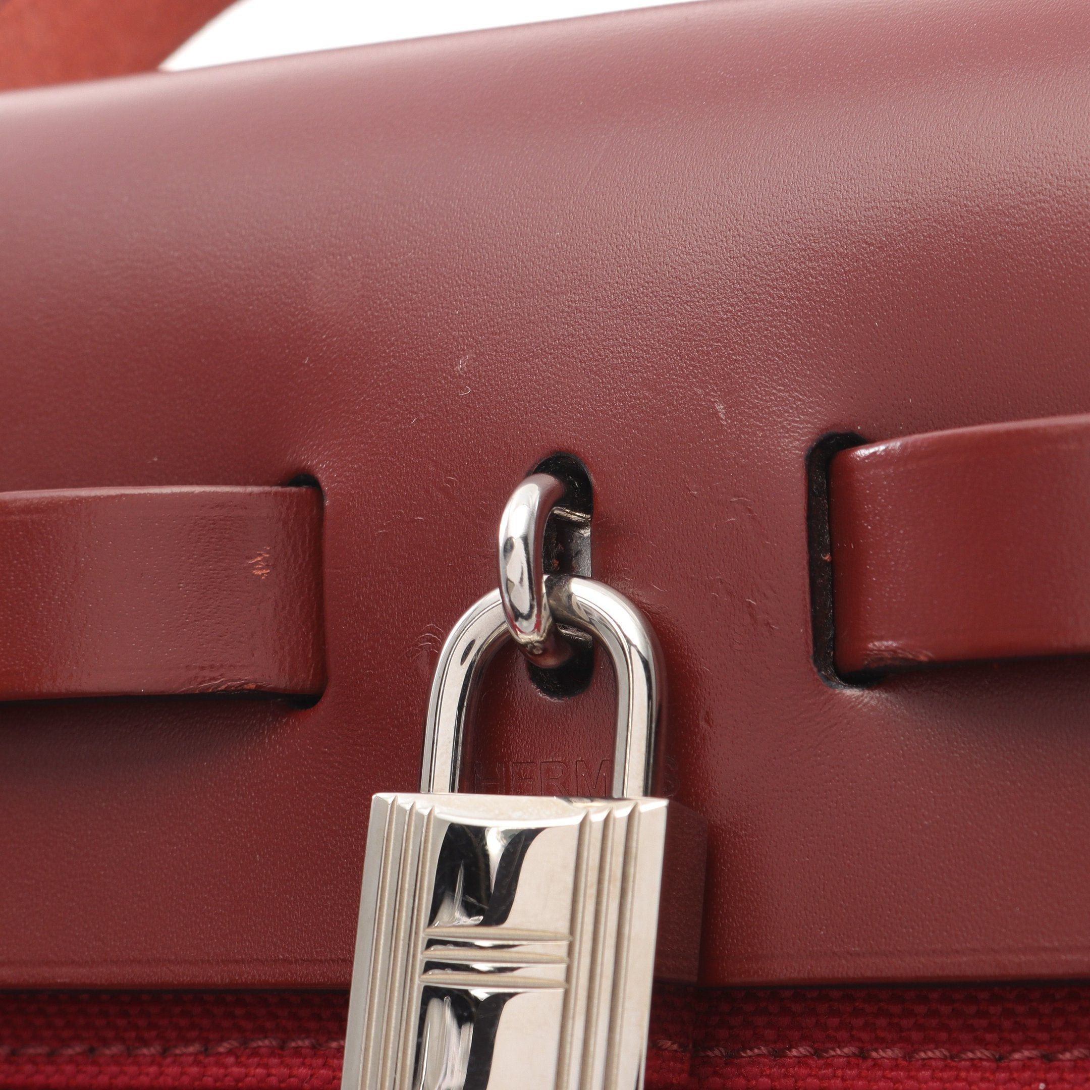 Hermes Hermes Herbag Zip Pm Rouge Ash Casac Handbag Vache Hunter Toile Military Bordeaux Silver Hardware A Stamp Size ONE SIZE - 8 Thumbnail