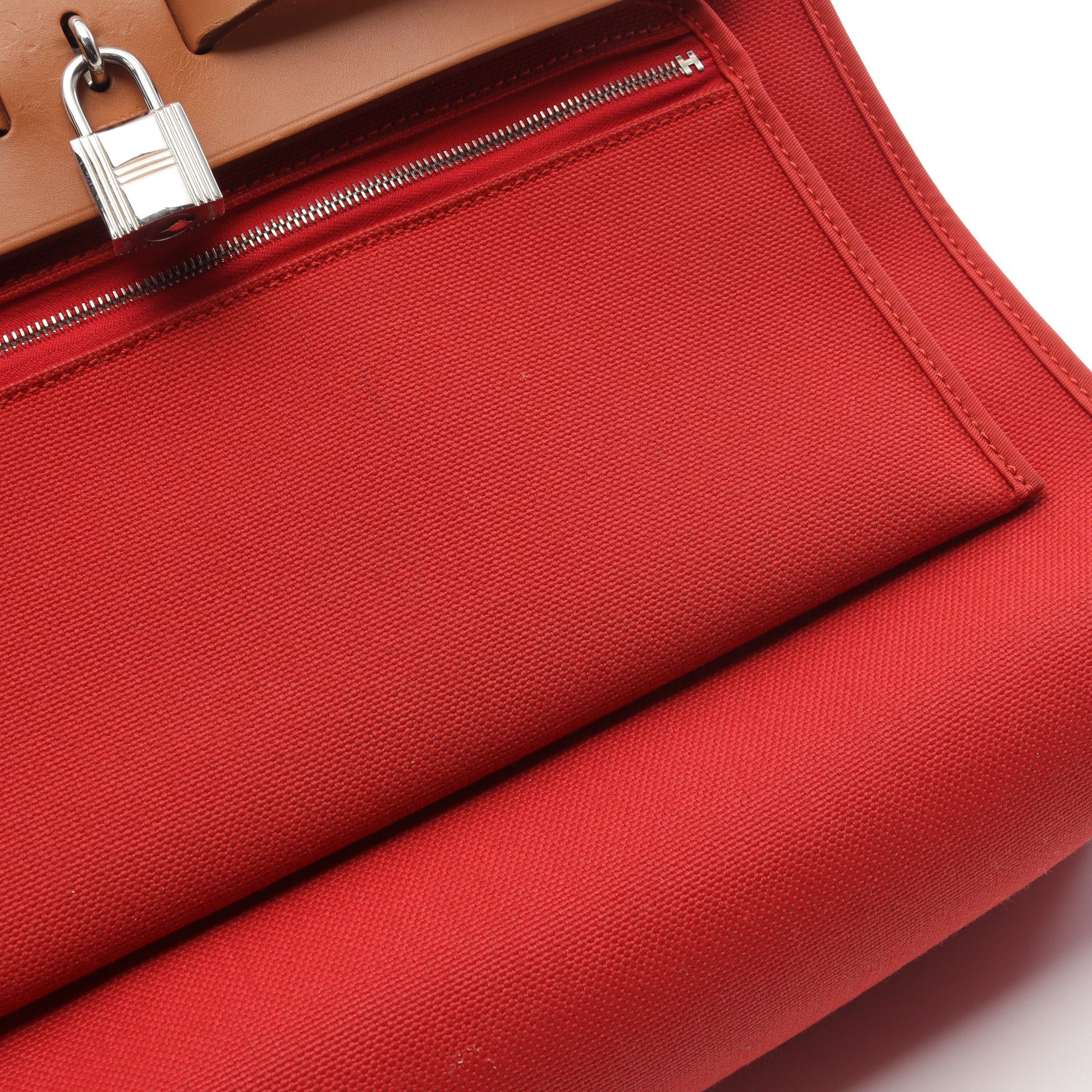 Hermes Hermes Herbag Zip Pm Capucines Handbag Vache Hunter Toile Officier Orange Red Light Brown Silver Hardware X Stamp Size ONE SIZE - 10 Thumbnail