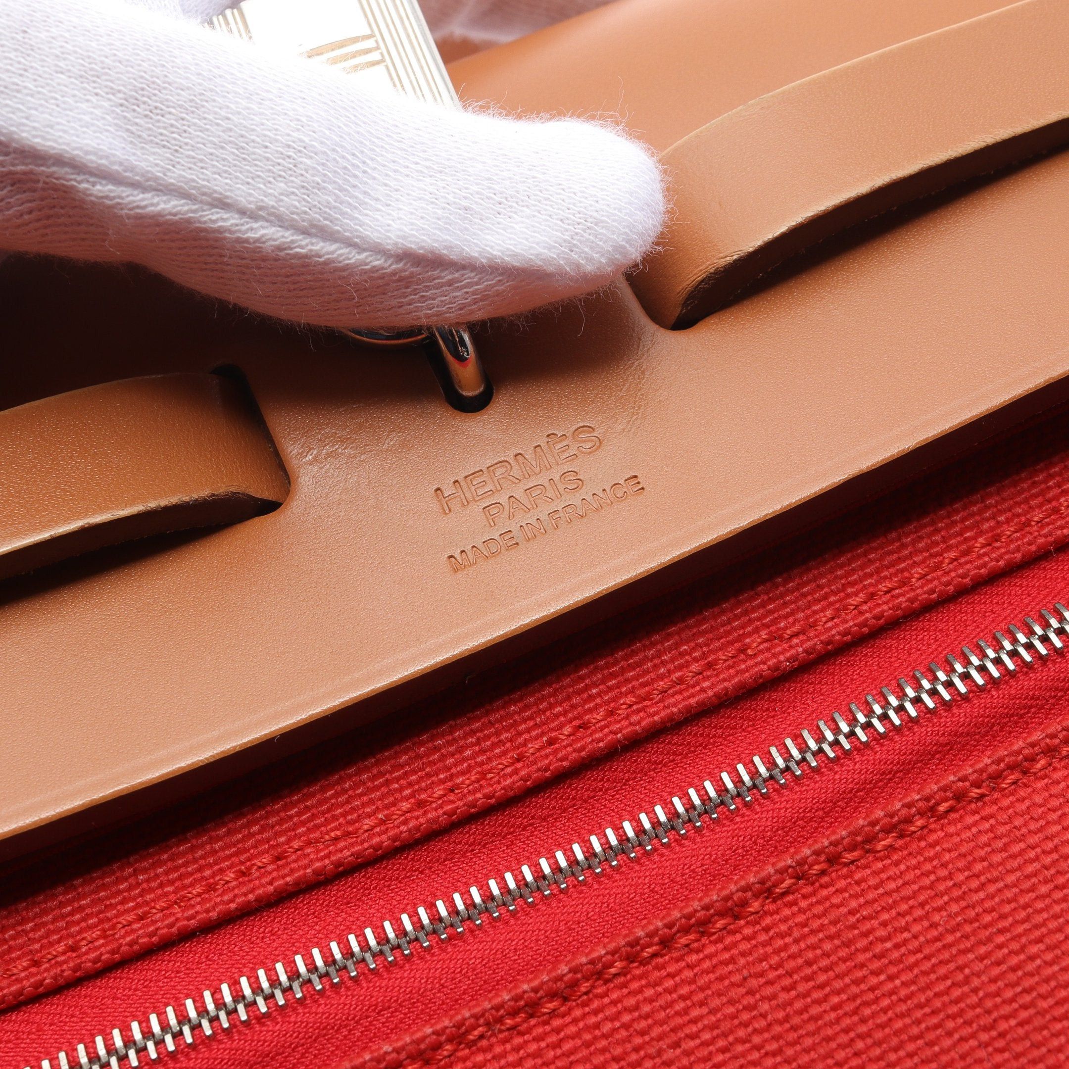 Hermes Hermes Herbag Zip Pm Capucines Handbag Vache Hunter Toile Officier Orange Red Light Brown Silver Hardware X Stamp Size ONE SIZE - 4 Thumbnail