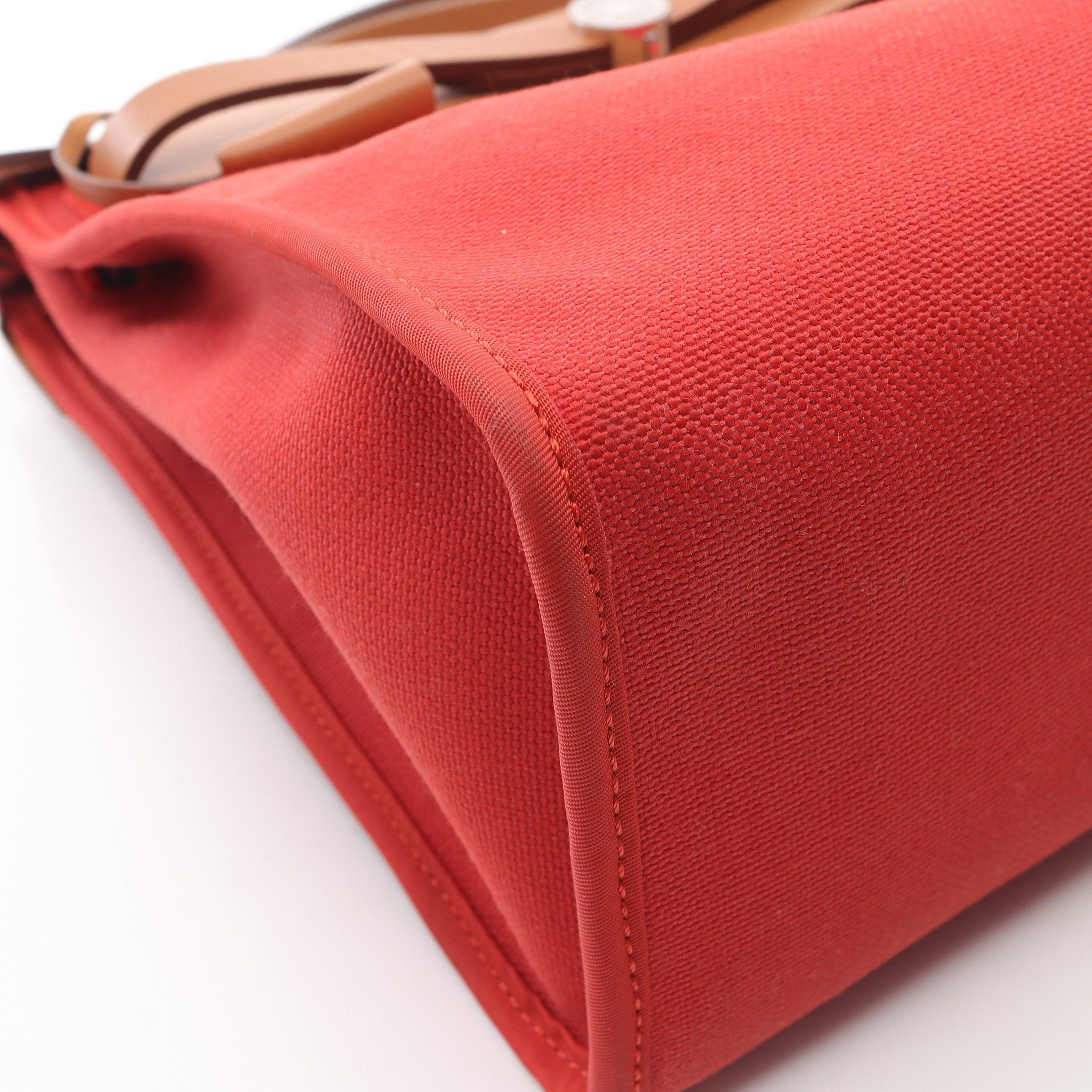 Hermes Hermes Herbag Zip Pm Capucines Handbag Vache Hunter Toile Officier Orange Red Light Brown Silver Hardware X Stamp Size ONE SIZE - 6 Thumbnail