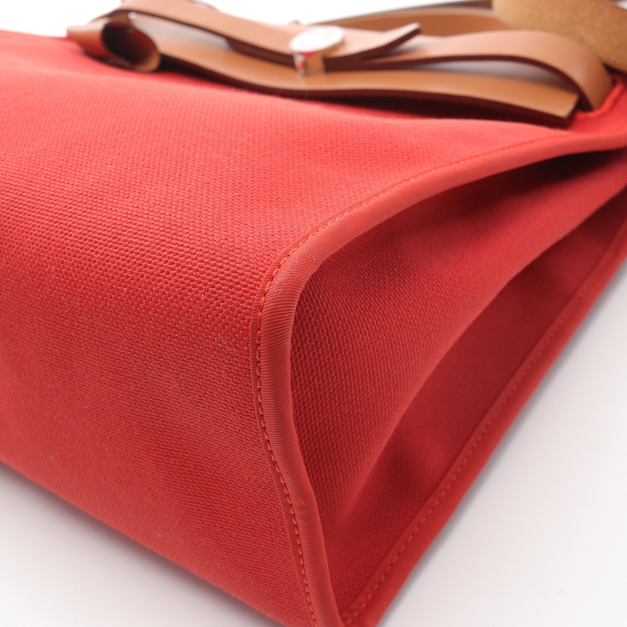 Hermes Hermes Herbag Zip Pm Capucines Handbag Vache Hunter Toile Officier Orange Red Light Brown Silver Hardware X Stamp Size ONE SIZE - 7 Thumbnail