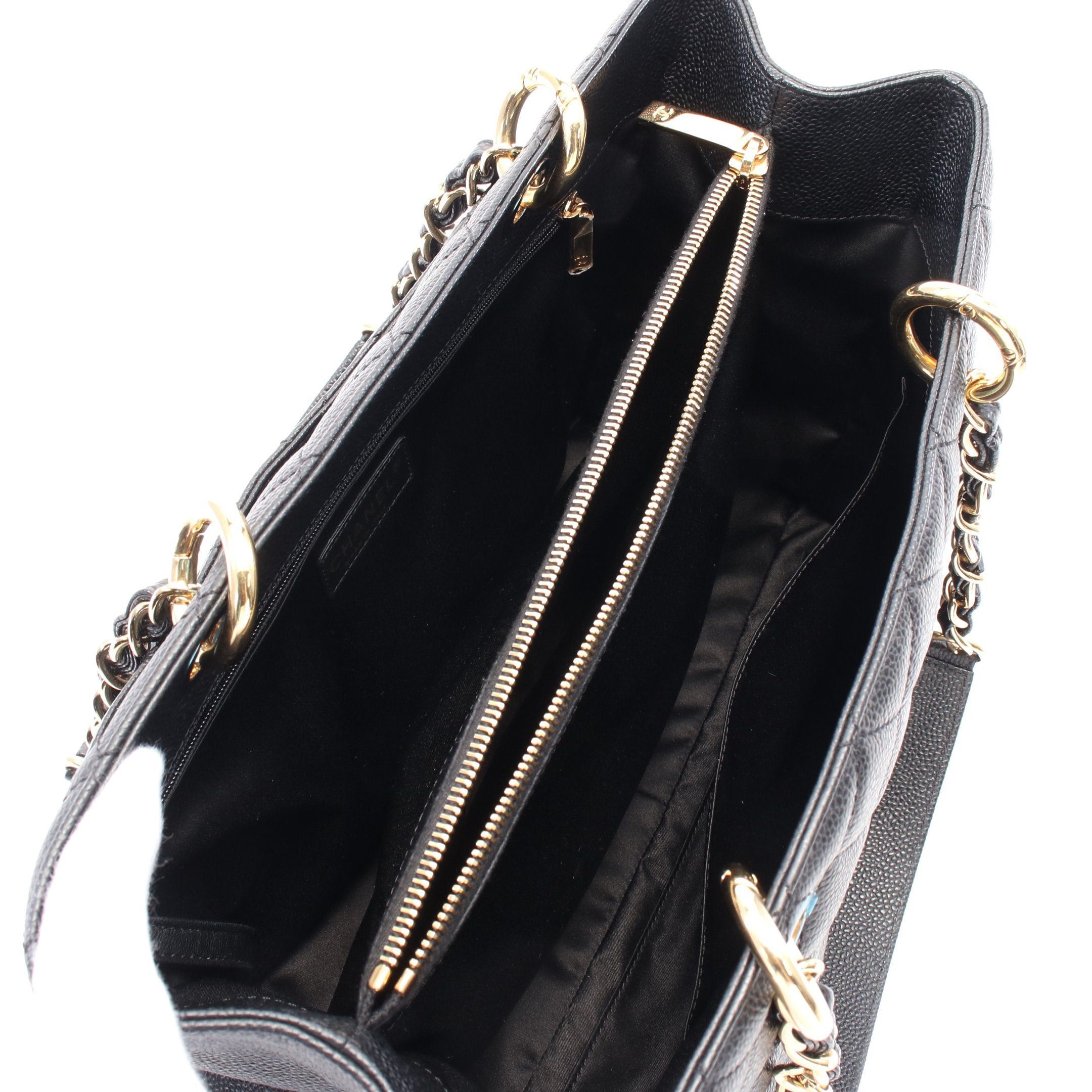 Chanel Chanel Matelasse Grand Shopping Gst Chain Shoulder Bag Tote Caviar Skin Black Gold Hardware Size ONE SIZE - 3 Thumbnail