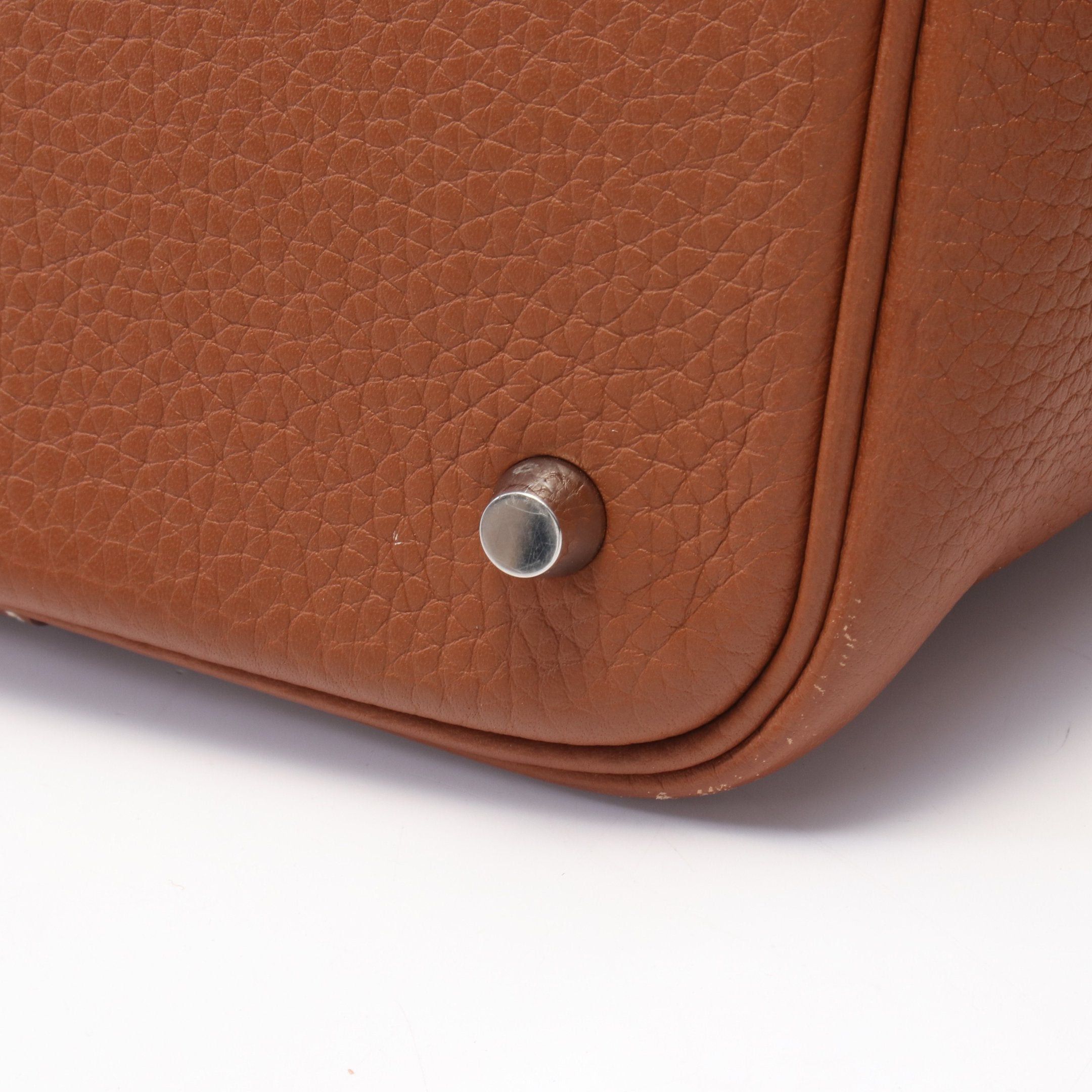 Hermes Hermes Picotane Lock Mm Gold Handbag Clemence Leather Brown Silver Hardware C Engraved Size ONE SIZE - 7 Thumbnail