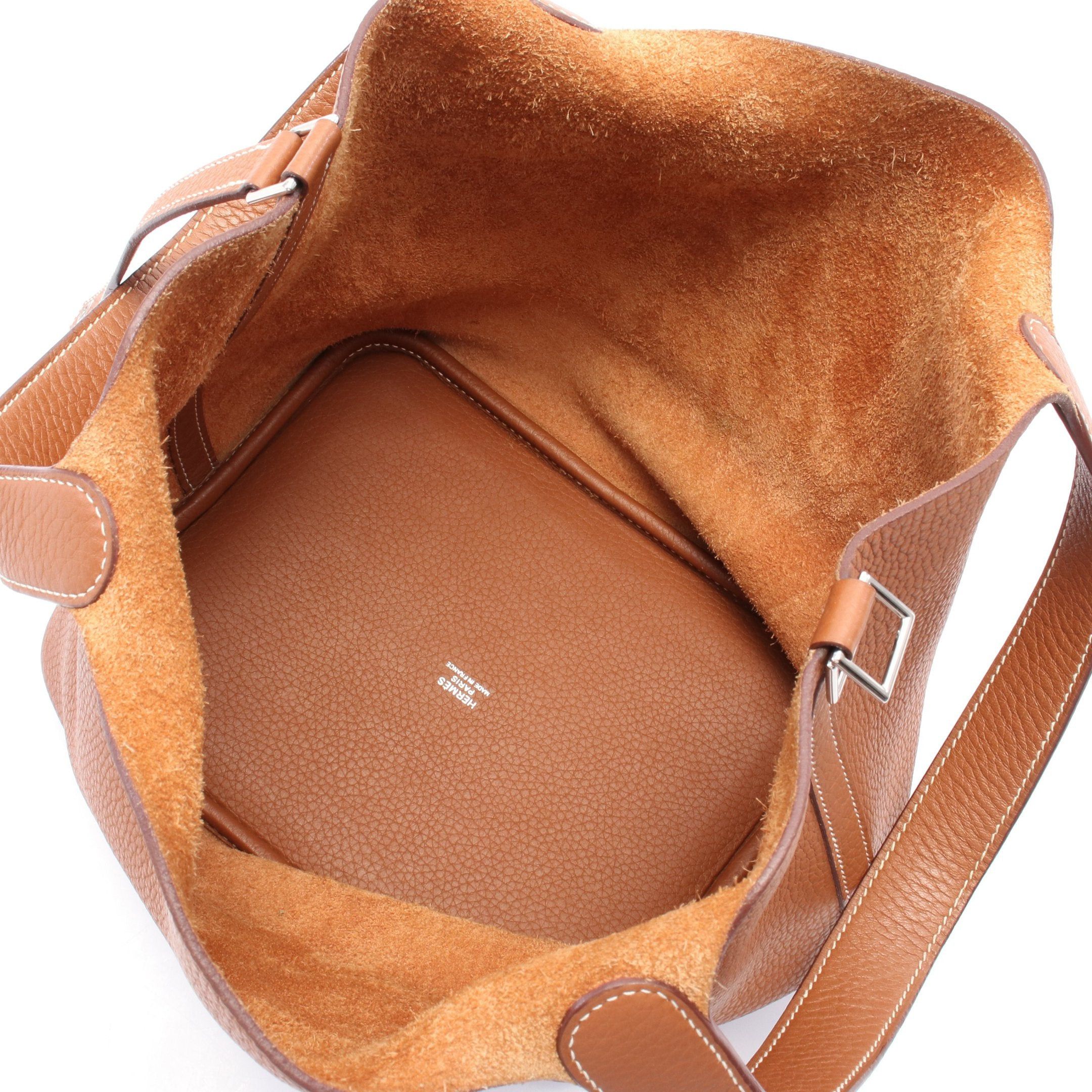 Hermes Hermes Picotane Lock Mm Gold Handbag Clemence Leather Brown Silver Hardware C Engraved Size ONE SIZE - 3 Thumbnail