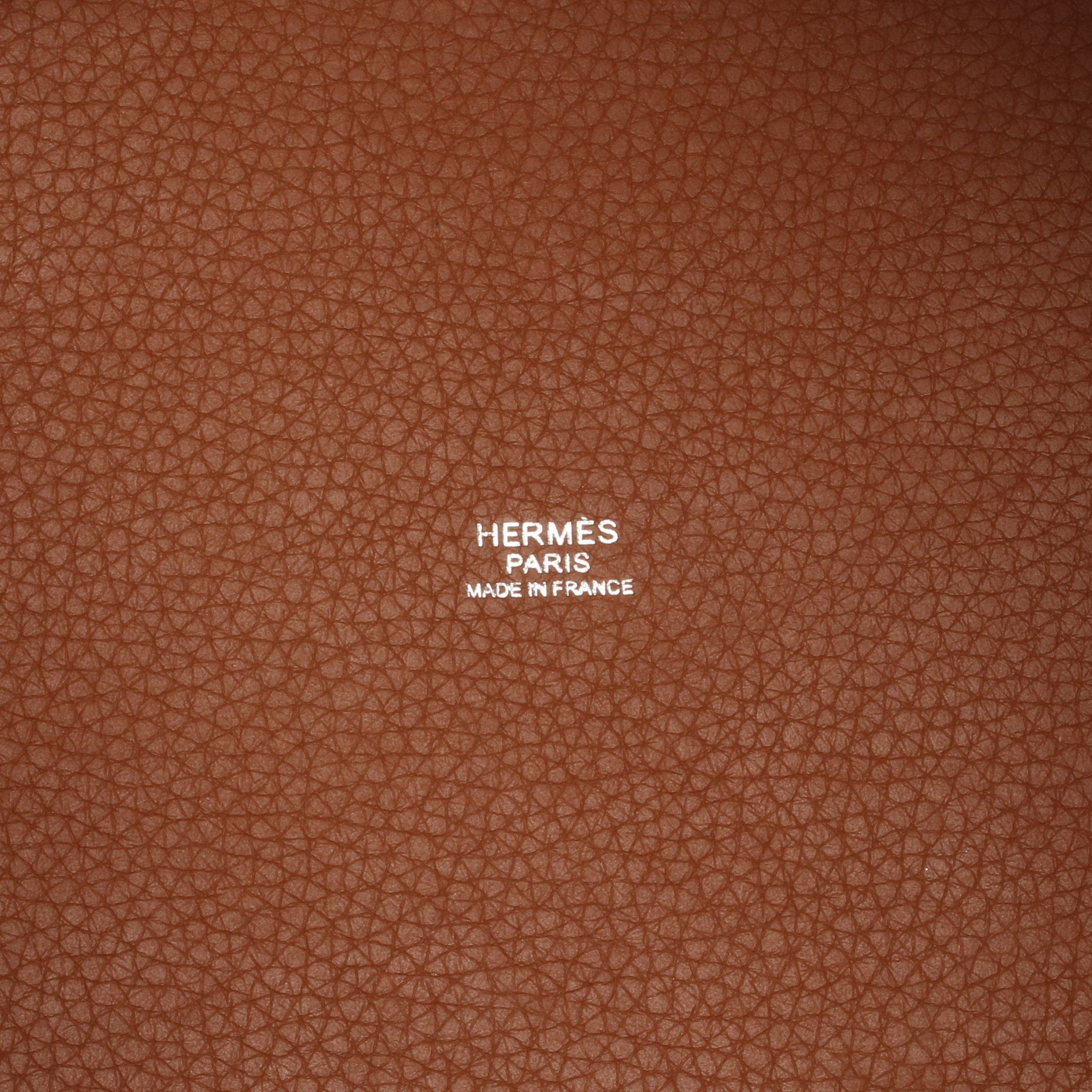 Hermes Hermes Picotane Lock Mm Gold Handbag Clemence Leather Brown Silver Hardware C Engraved Size ONE SIZE - 4 Thumbnail