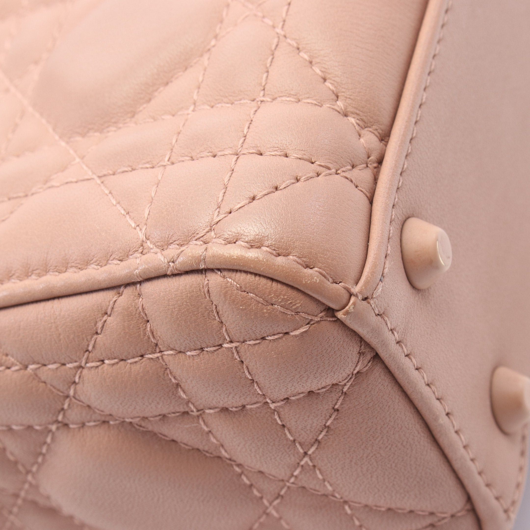 Dior Dior Lady Dior Mini Canage Handbag Leather Pink Beige Size ONE SIZE - 6 Thumbnail