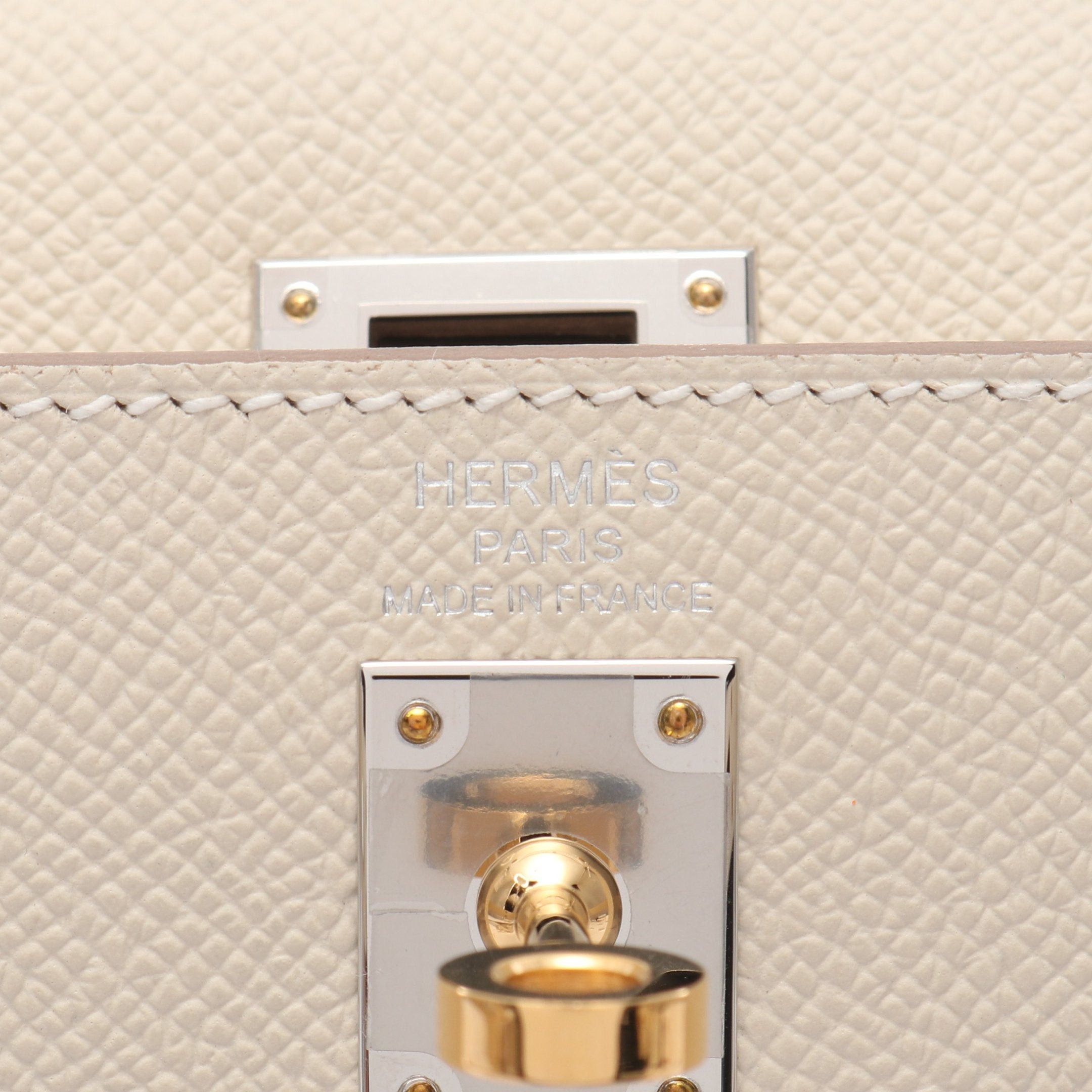 Hermes Hermes Kelly 25 Kure Handbag Veau Epsom Off White Combination Metal Fittings Outside Sewing Double Engraved Size ONE SIZE - 4 Thumbnail
