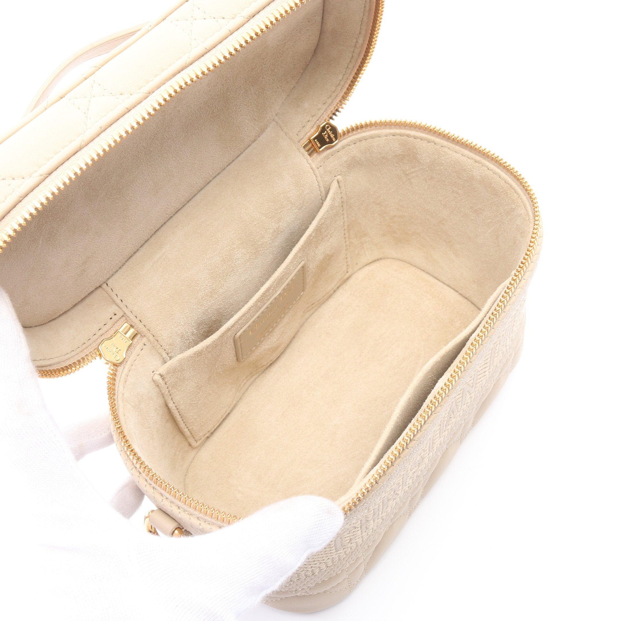Dior Dior Diortravel Small Vanity Canage Handbag Bag Leather Beige Size ONE SIZE - 3 Thumbnail