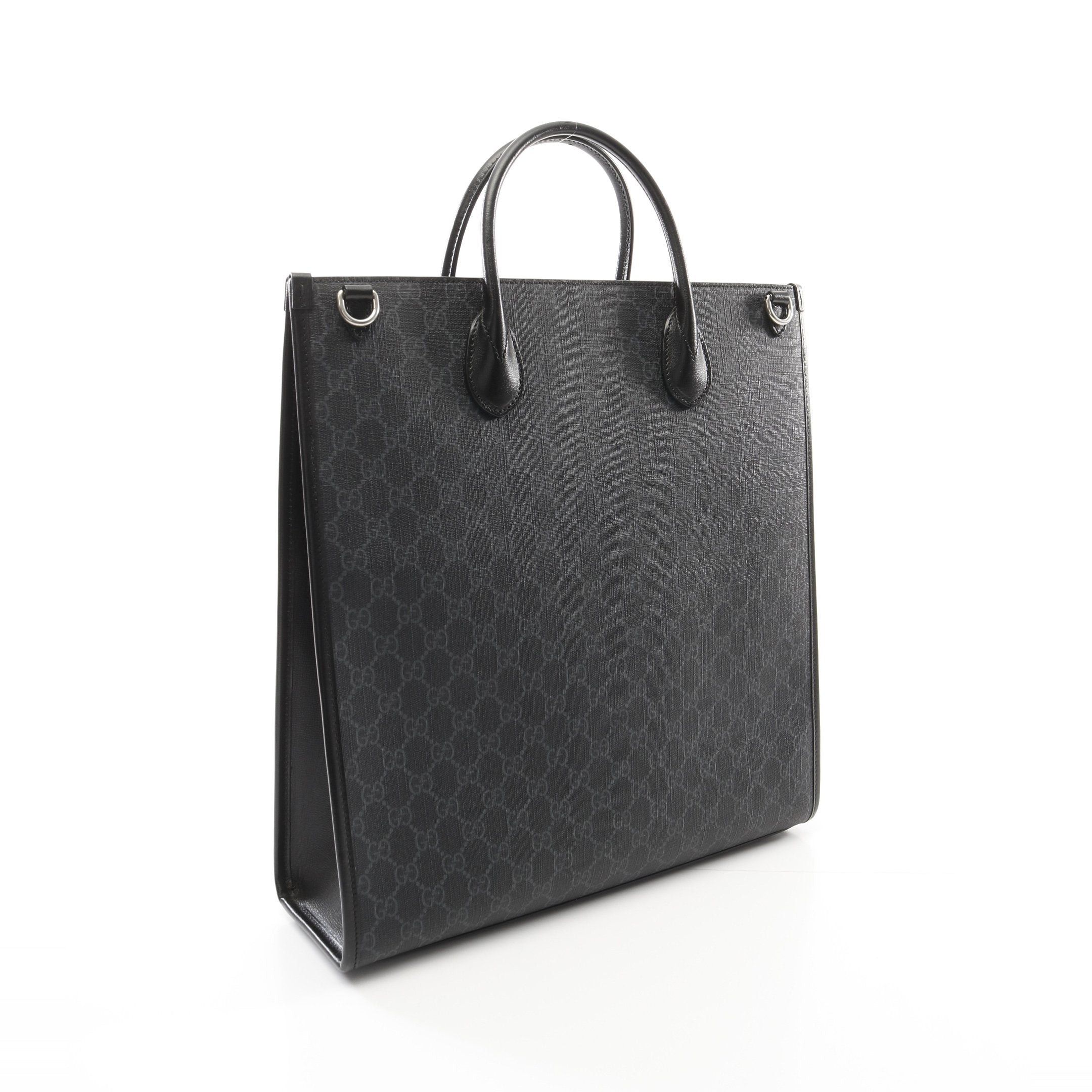 Gucci Gucci Interlocking G Medium Tote Gg Supreme Handbag Bag Leather Black Gray Size ONE SIZE - 2 Thumbnail
