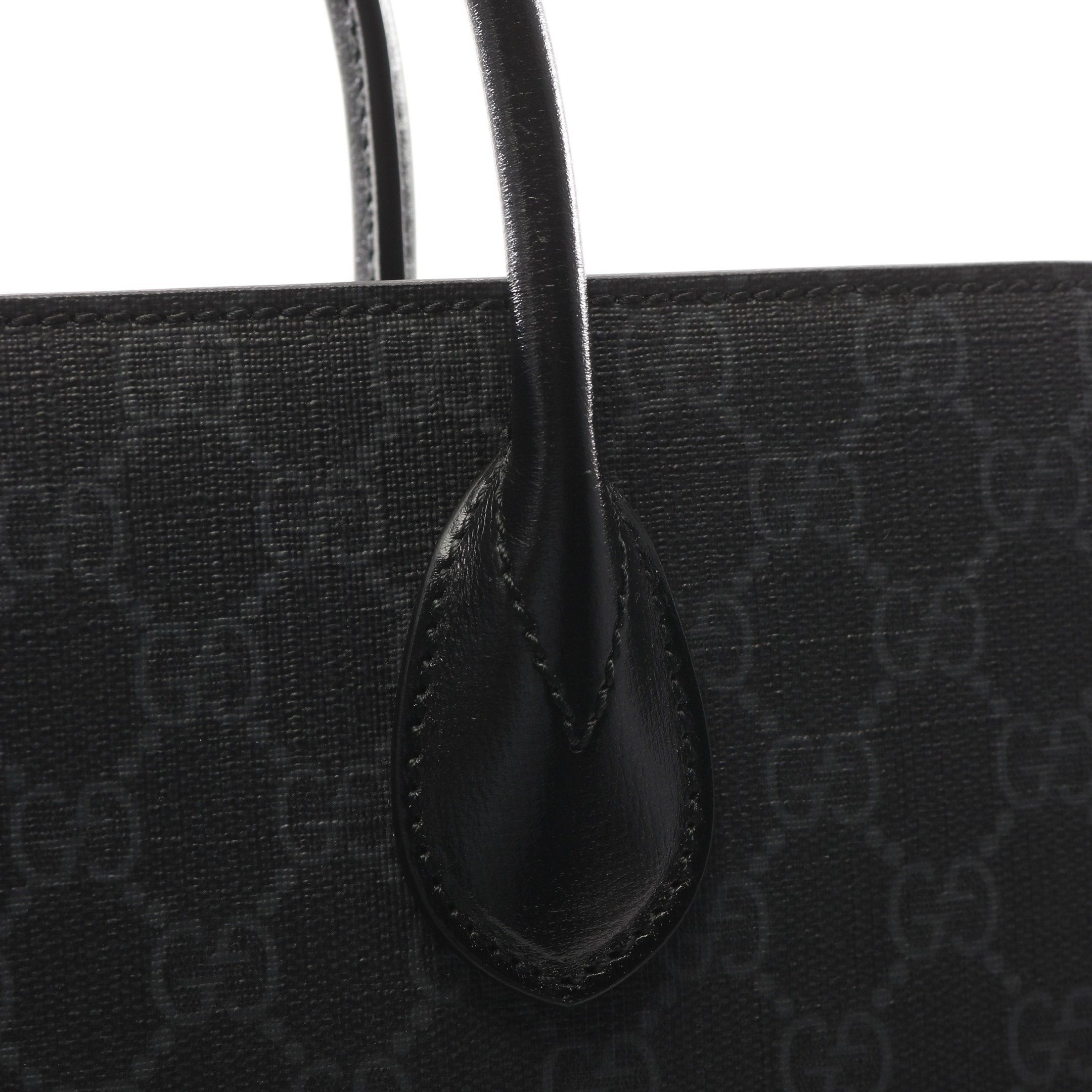 Gucci Gucci Interlocking G Medium Tote Gg Supreme Handbag Bag Leather Black Gray Size ONE SIZE - 7 Thumbnail