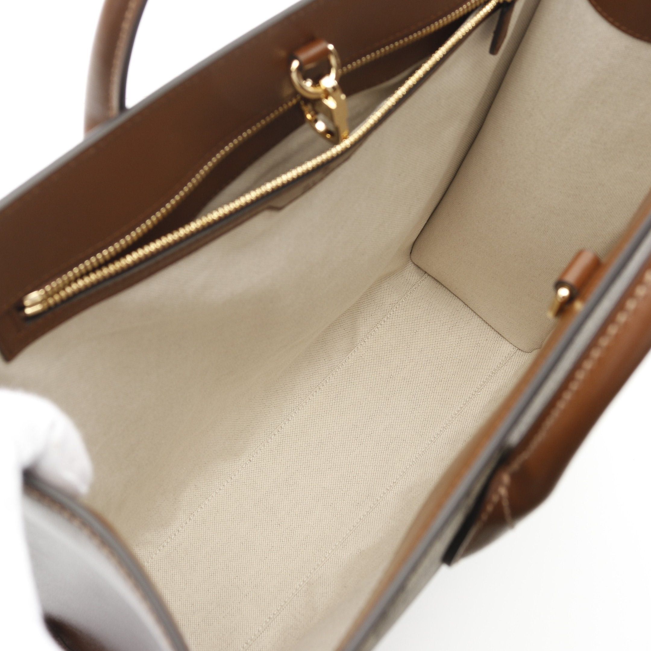 Gucci Gucci Interlocking G Medium Tote Gg Supreme Handbag Bag Leather Beige Brown Size ONE SIZE - 3 Thumbnail