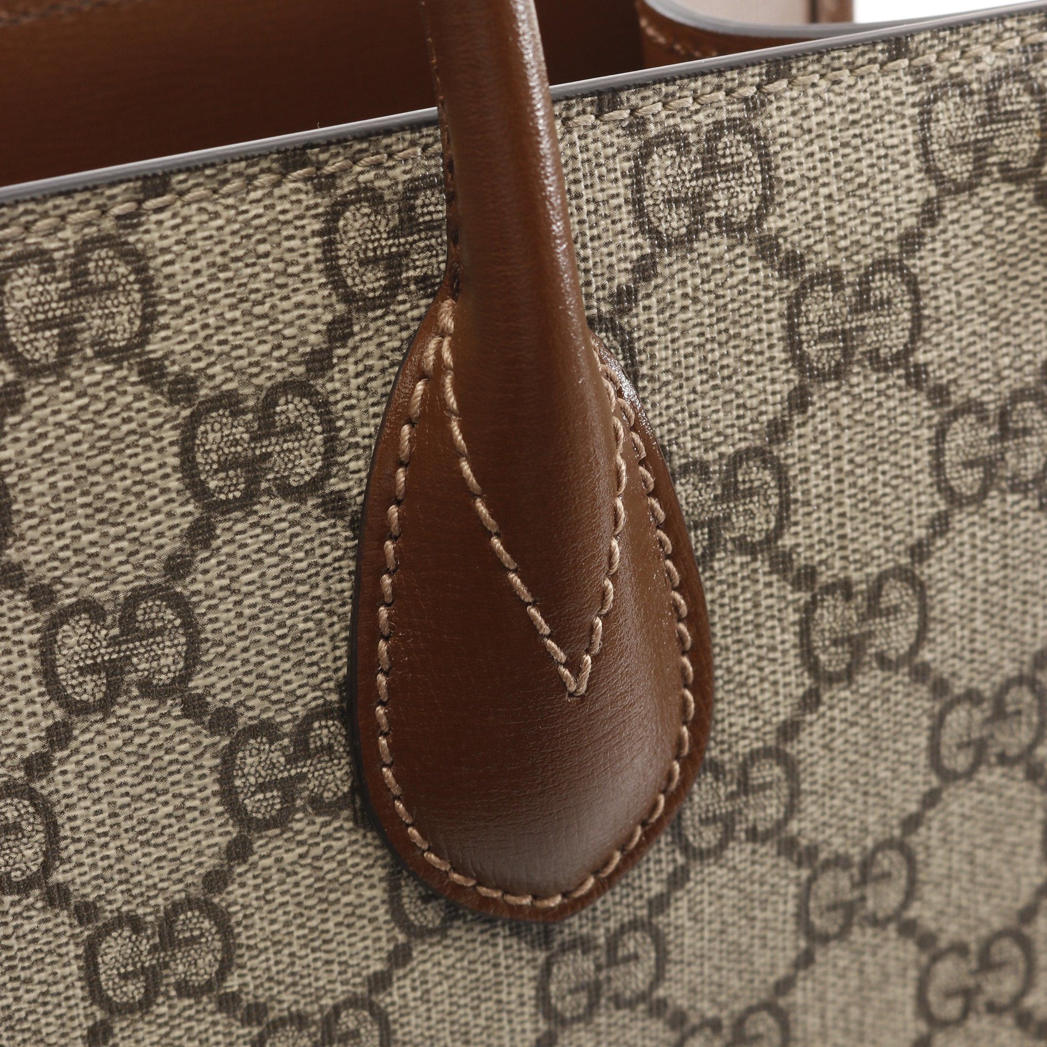 Gucci Gucci Interlocking G Medium Tote Gg Supreme Handbag Bag Leather Beige Brown Size ONE SIZE - 7 Thumbnail