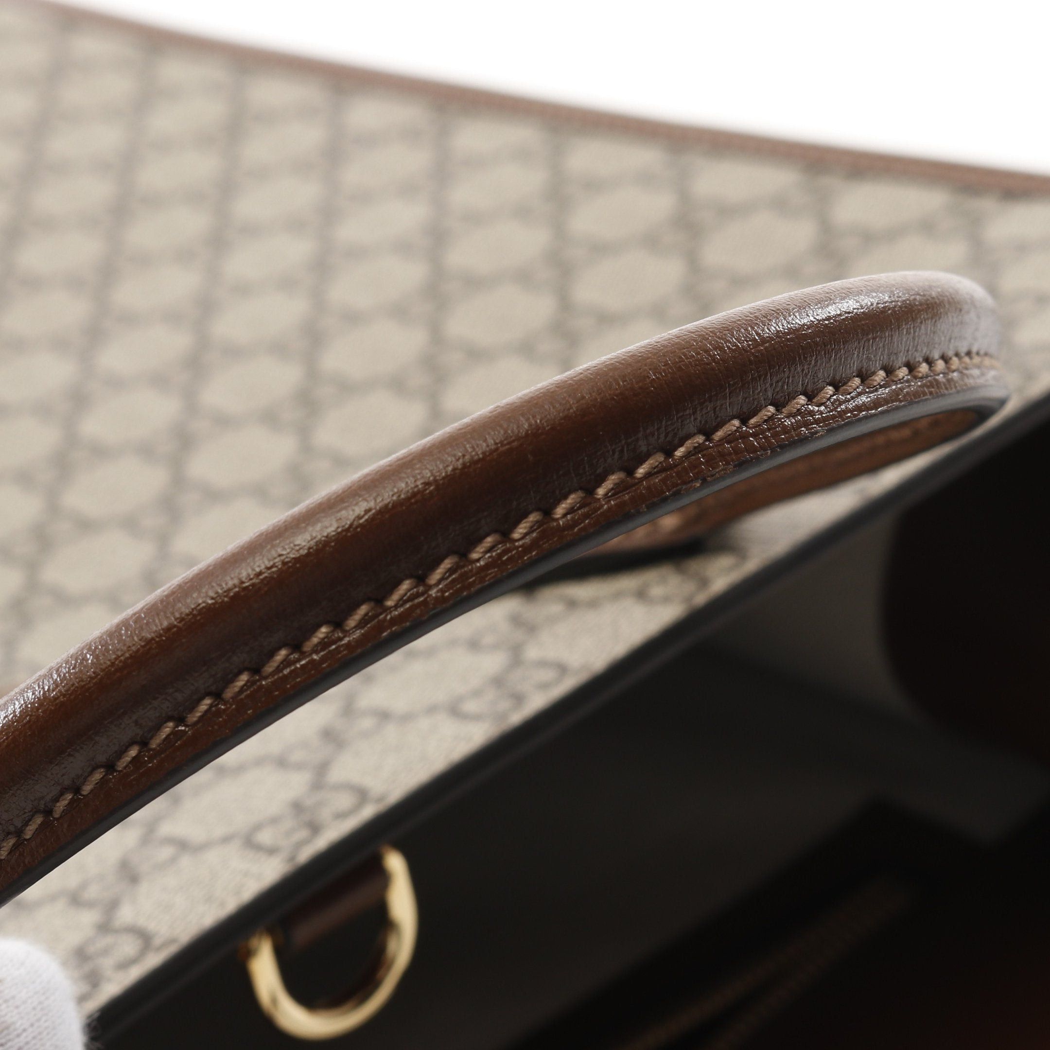 Gucci Gucci Interlocking G Medium Tote Gg Supreme Handbag Bag Leather Beige Brown Size ONE SIZE - 10 Thumbnail