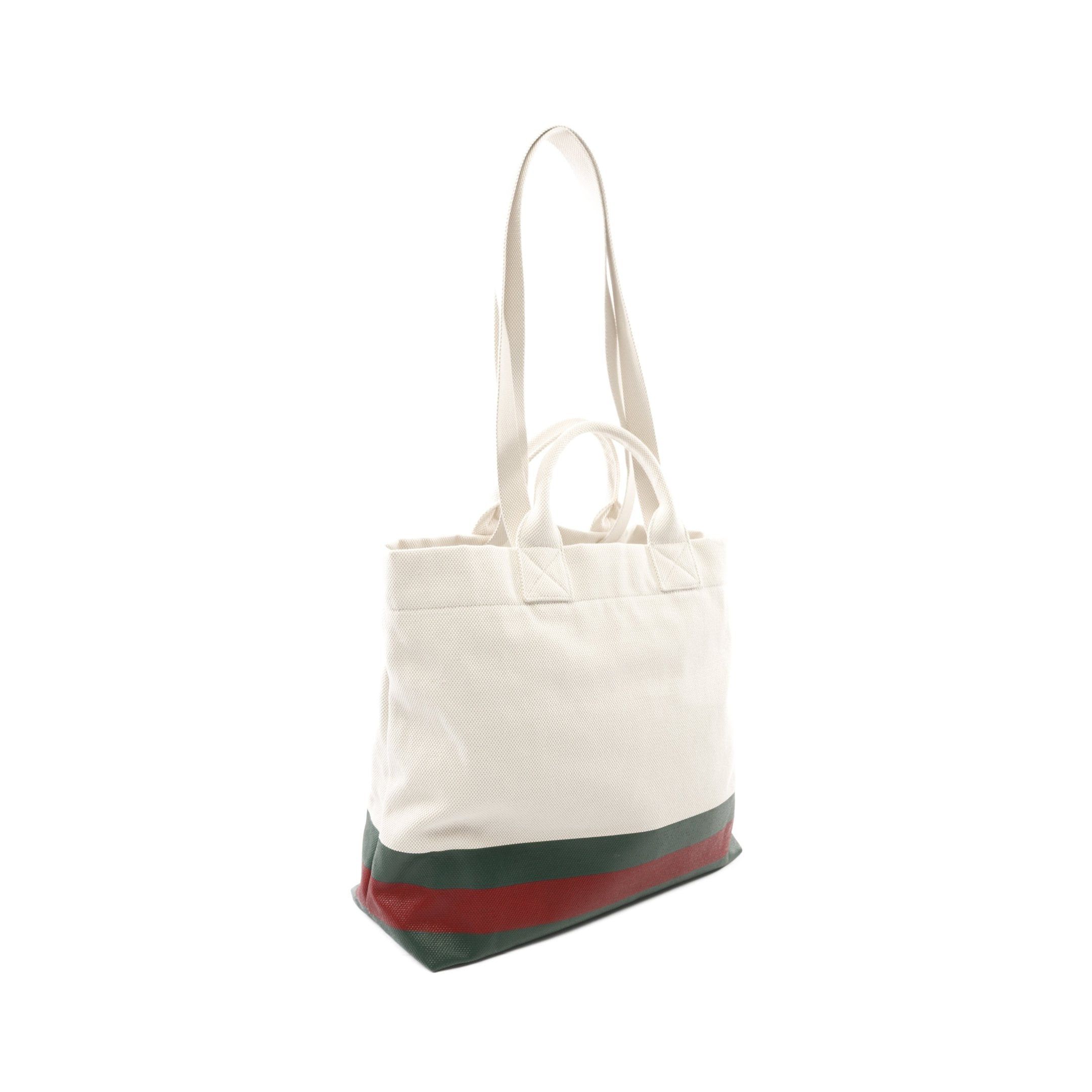 Gucci Gucci Sherry Line Embossed Logo Shoulder Bag Tote Canvas Ivory Green Red Size ONE SIZE - 2 Thumbnail