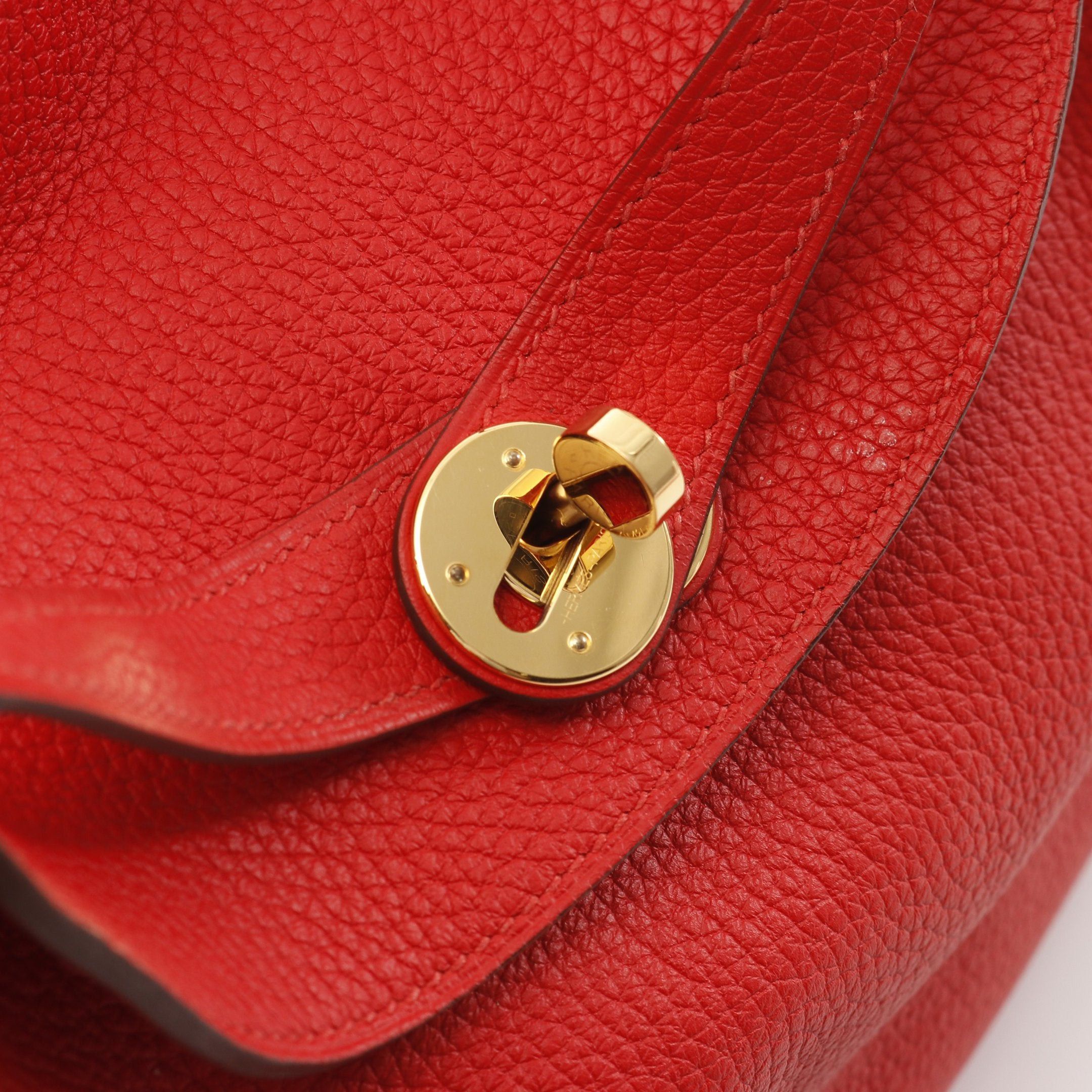 Hermes Hermes Lindy 30 Rouge Tomato Shoulder Bag Clemence Leather Red Gold Hardware Z Stamp Size ONE SIZE - 10 Thumbnail