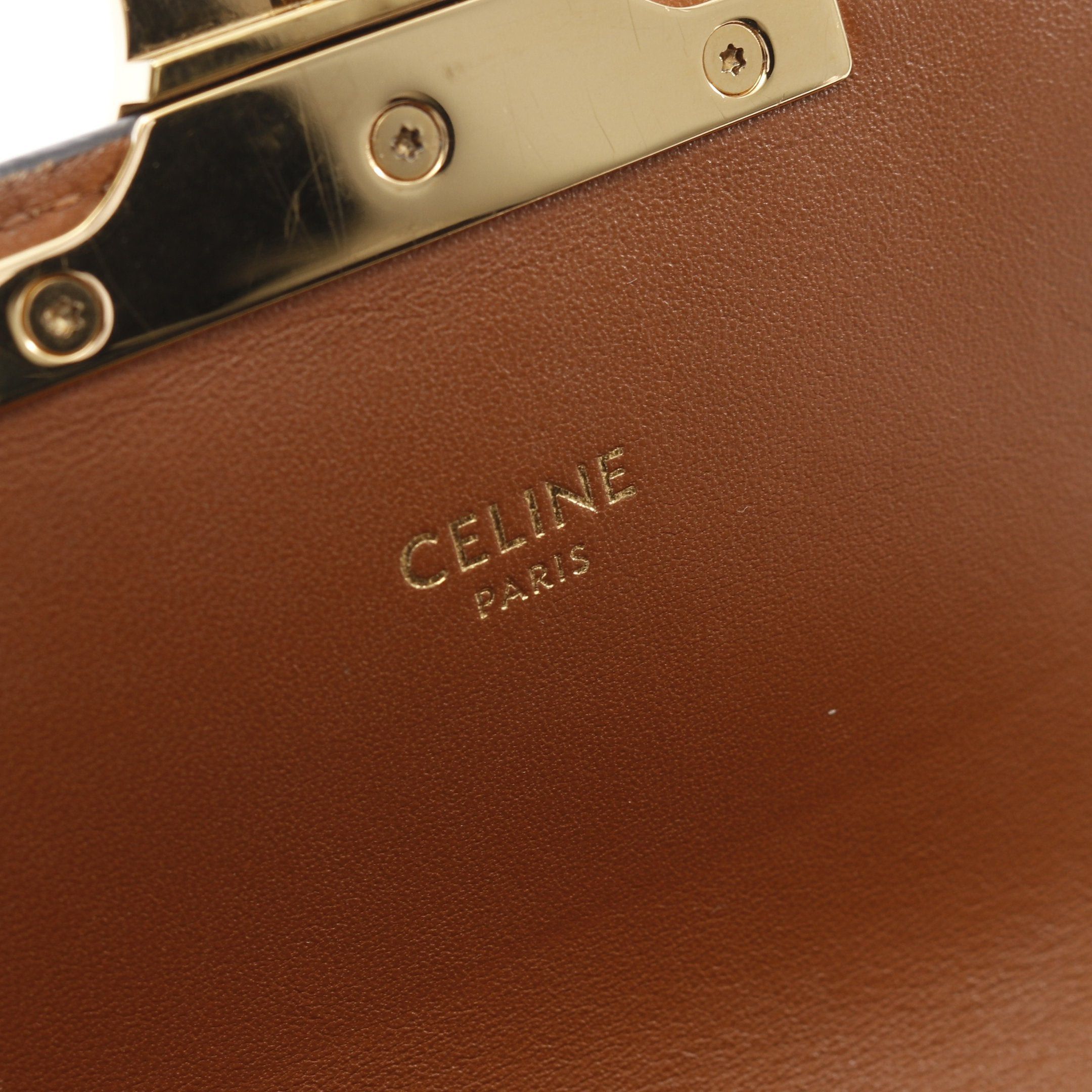 Celine Celine Claude Triomphe One Shoulder Bag Leather Black Brown Size ONE SIZE - 4 Thumbnail