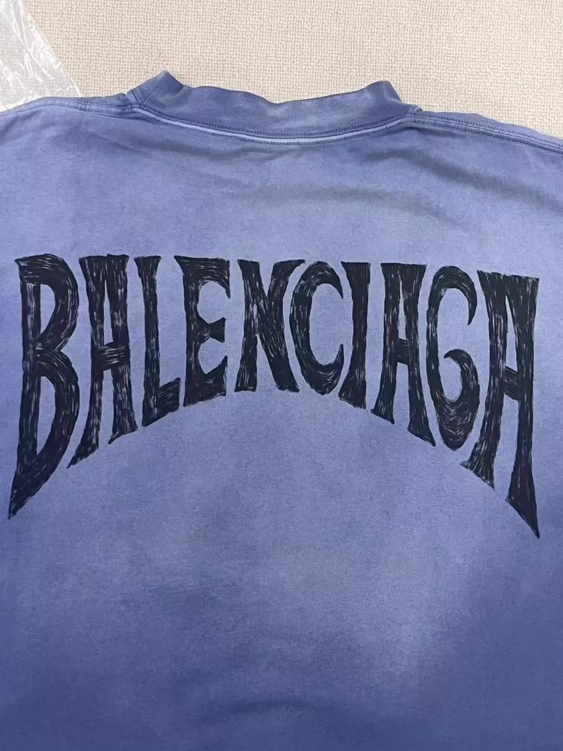 Balenciaga Balenciaga Letter Logo Embroidered Short Sleeve T-shirt-yf Size US L / EU 52-54 / 3 - 3 Thumbnail