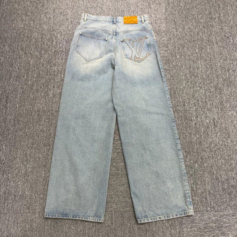 Louis Vuitton Water-Washed Distressed Jeans-yf