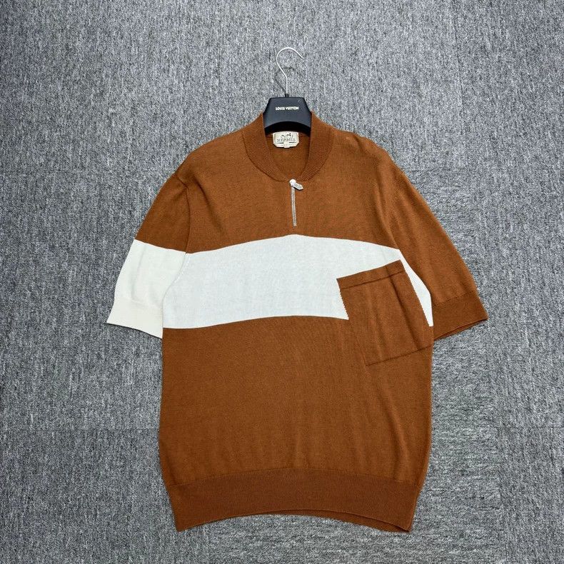 Hermes Hermes Color Block Short Sleeve Knit Sweater-yf Size US M / EU 48-50 / 2 - 2 Thumbnail