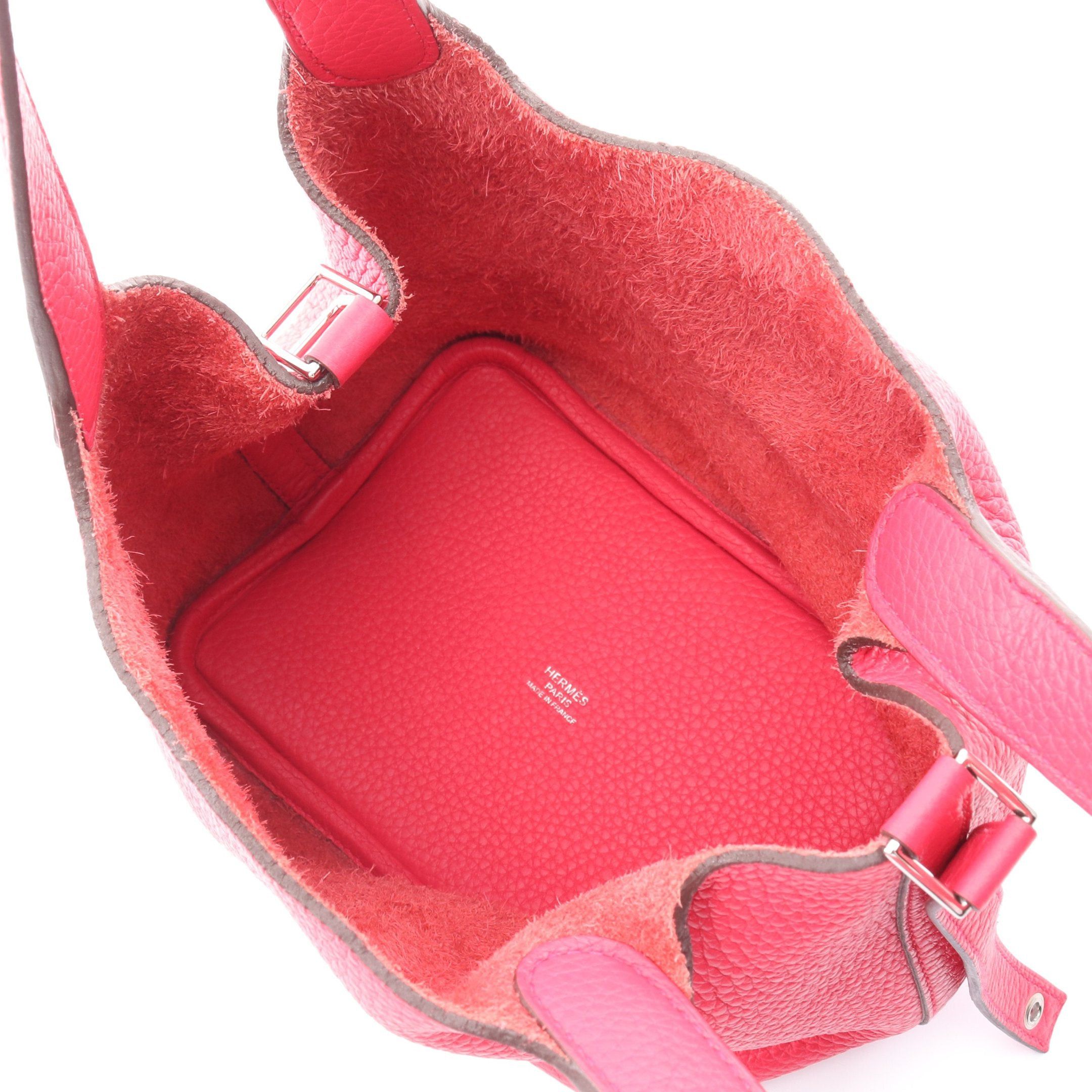 Hermes Hermes Picotane Pm Rose Extreme Handbag Clemence Leather Pink Purple Silver Hardware D Stamp Size ONE SIZE - 3 Thumbnail
