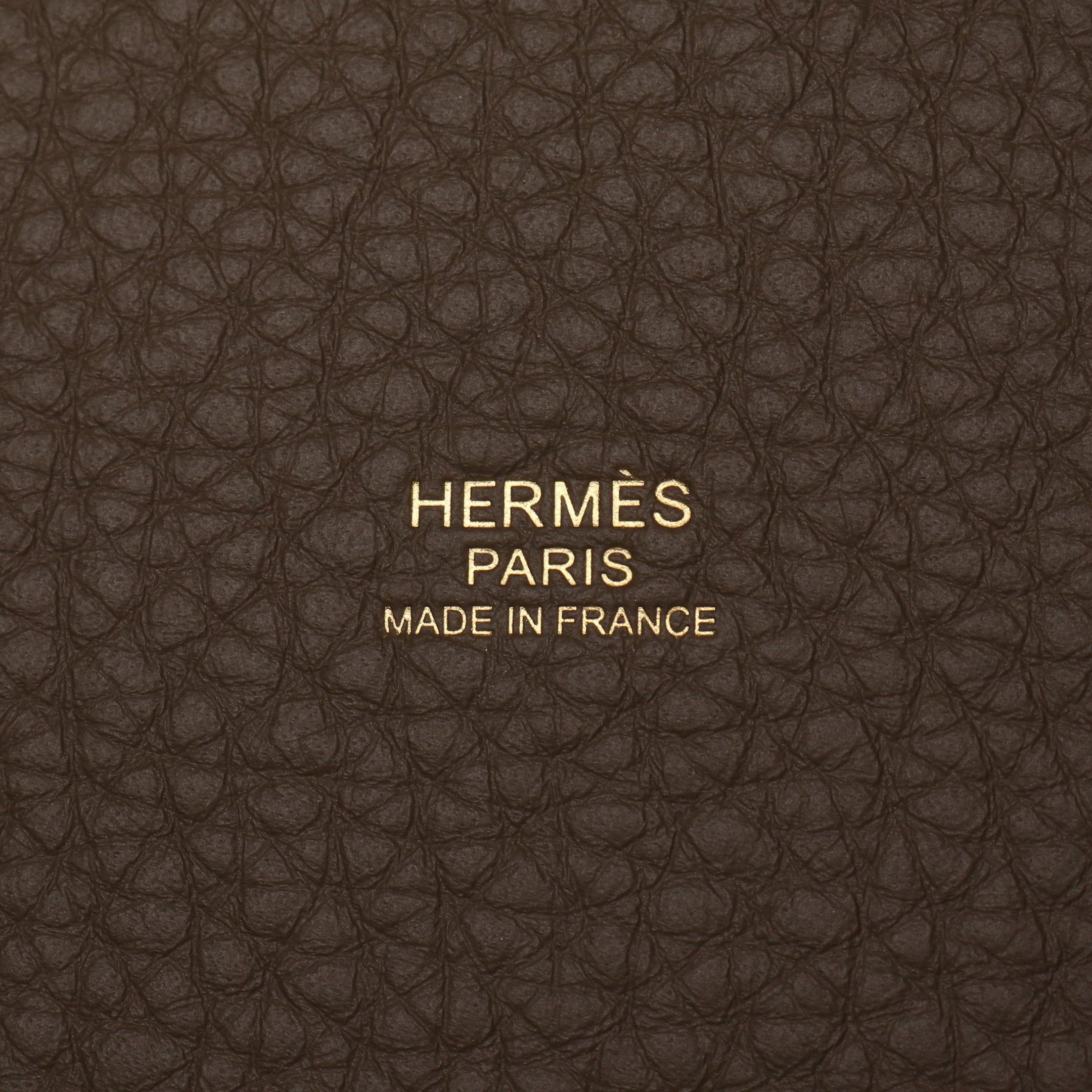 Hermes Hermes Picotan Mm Etoupe Handbag Clemence Leather Gray Brown Gold Hardware Double Engraved Size ONE SIZE - 4 Thumbnail