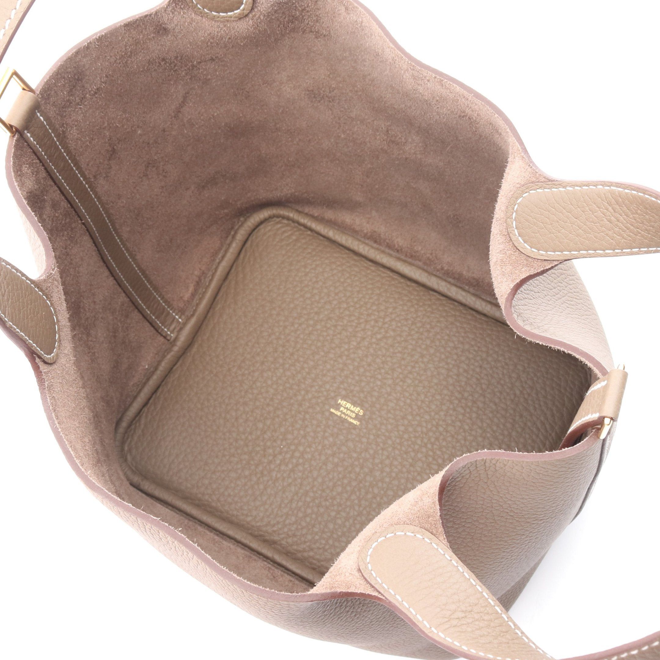 Hermes Hermes Picotan Mm Etoupe Handbag Clemence Leather Gray Brown Gold Hardware Double Engraved Size ONE SIZE - 3 Thumbnail