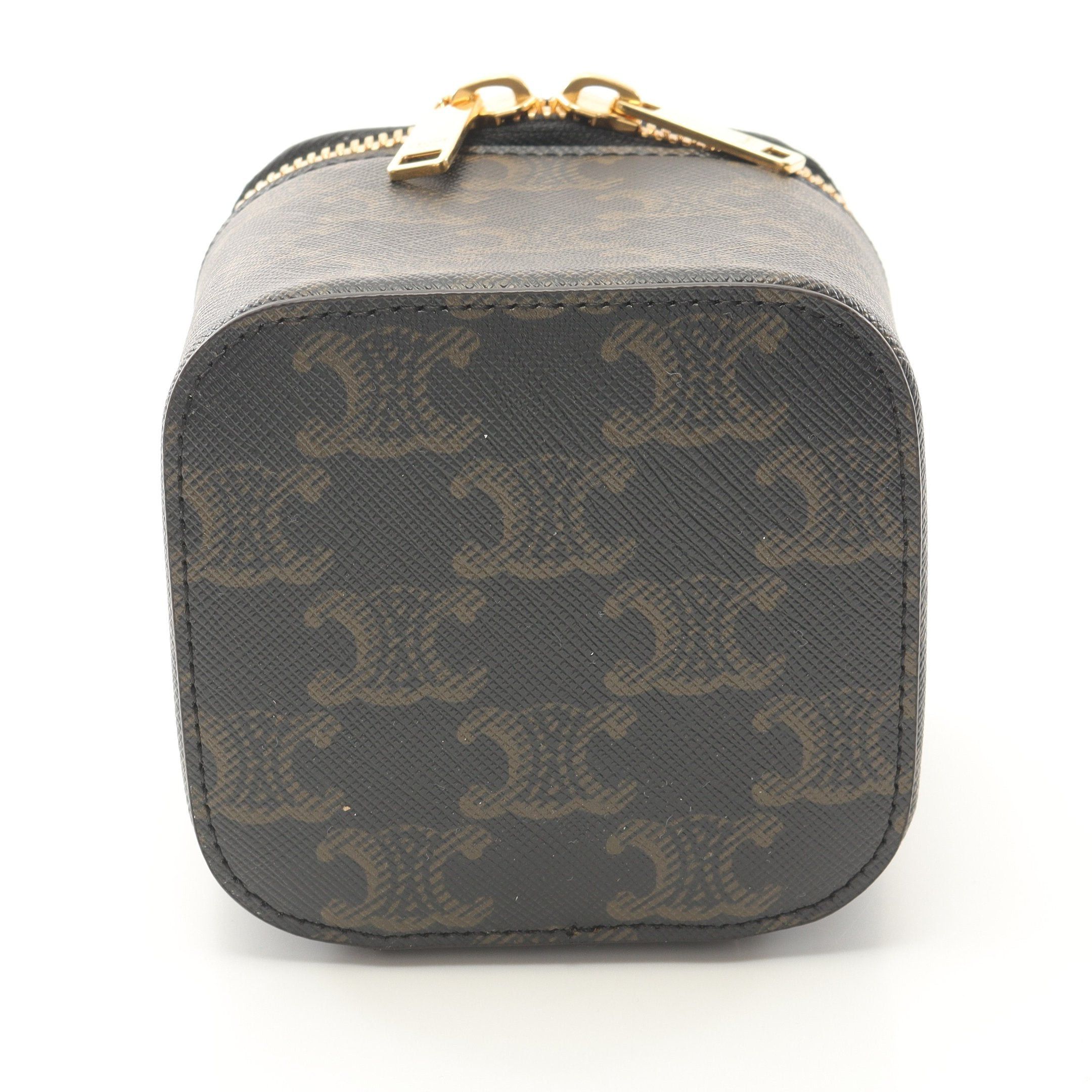 Celine Celine Triomphe Mini Vanity Bag Handbag Leather Black Brown Size ONE SIZE - 7 Thumbnail