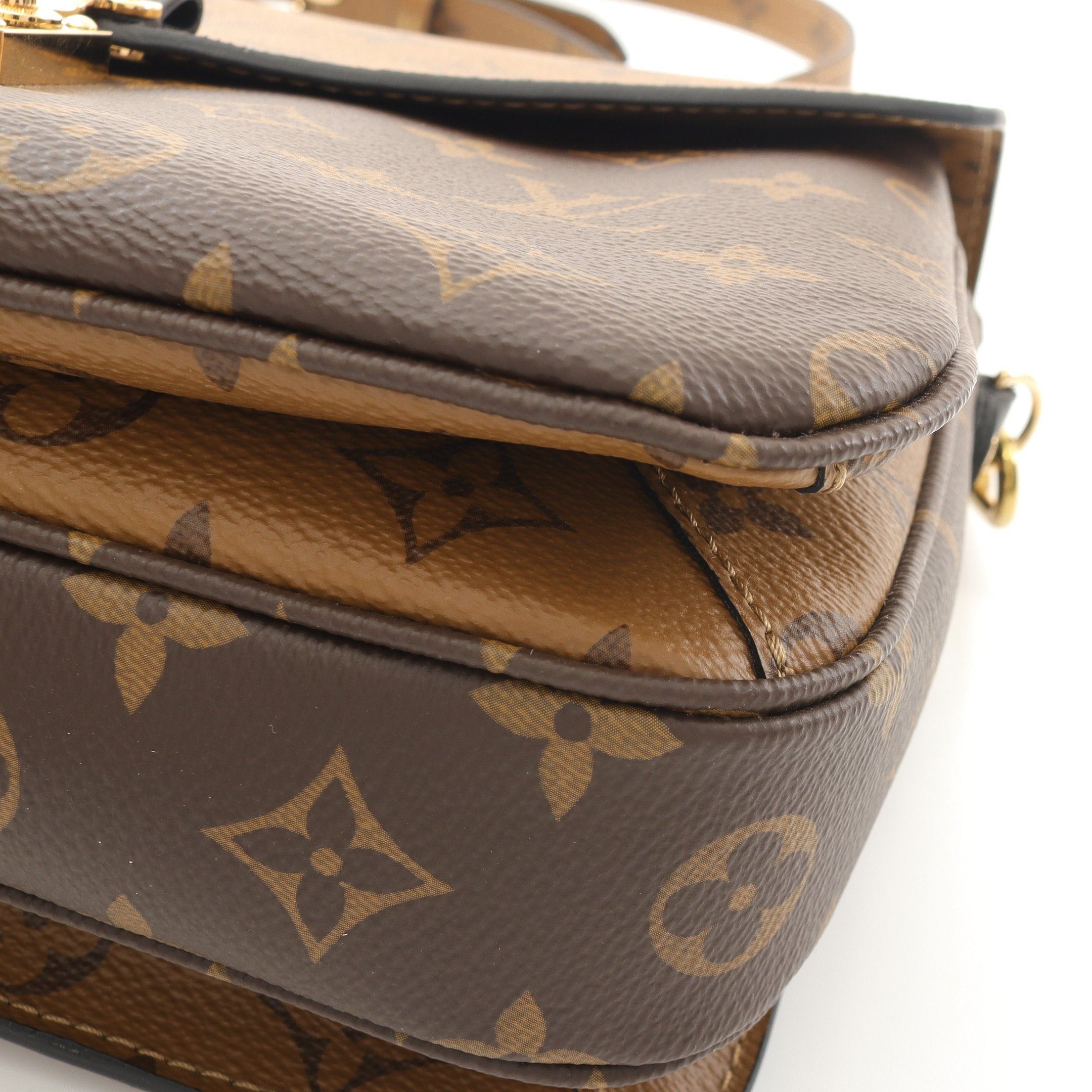 Louis Vuitton Louis Vuitton Pochette Metis Mm Monogram Reverse Handbag Leather Brown Black Size ONE SIZE - 8 Thumbnail