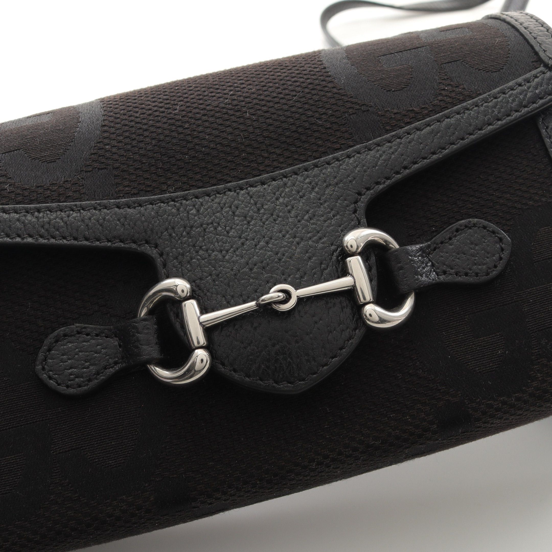 Gucci Gucci Horsebit 1955 Jumbo Gg Shoulder Bag Canvas Leather Black Size ONE SIZE - 9 Thumbnail