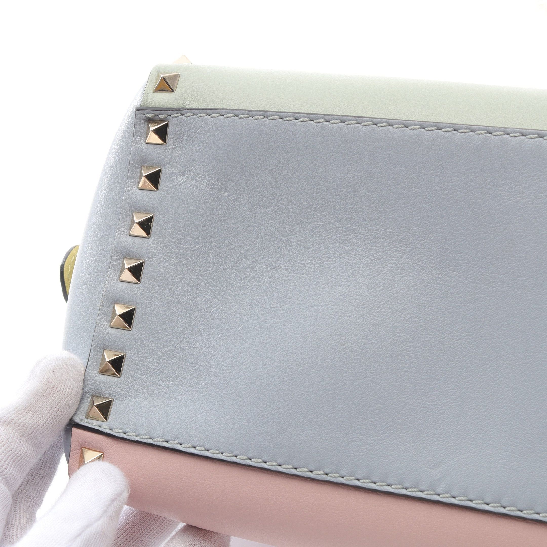 Valentino Valentino Rockstud Handbag Leather Light Pink Blue Multicolor Size ONE SIZE - 7 Thumbnail