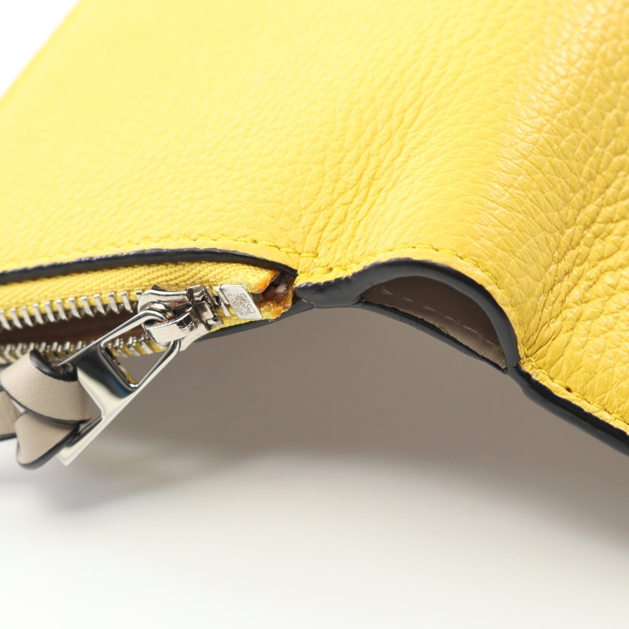 Loewe Loewe Slim Zip Bifold Wallet Bi-Fold Leather Yellow Gray Beige Size ONE SIZE - 8 Thumbnail